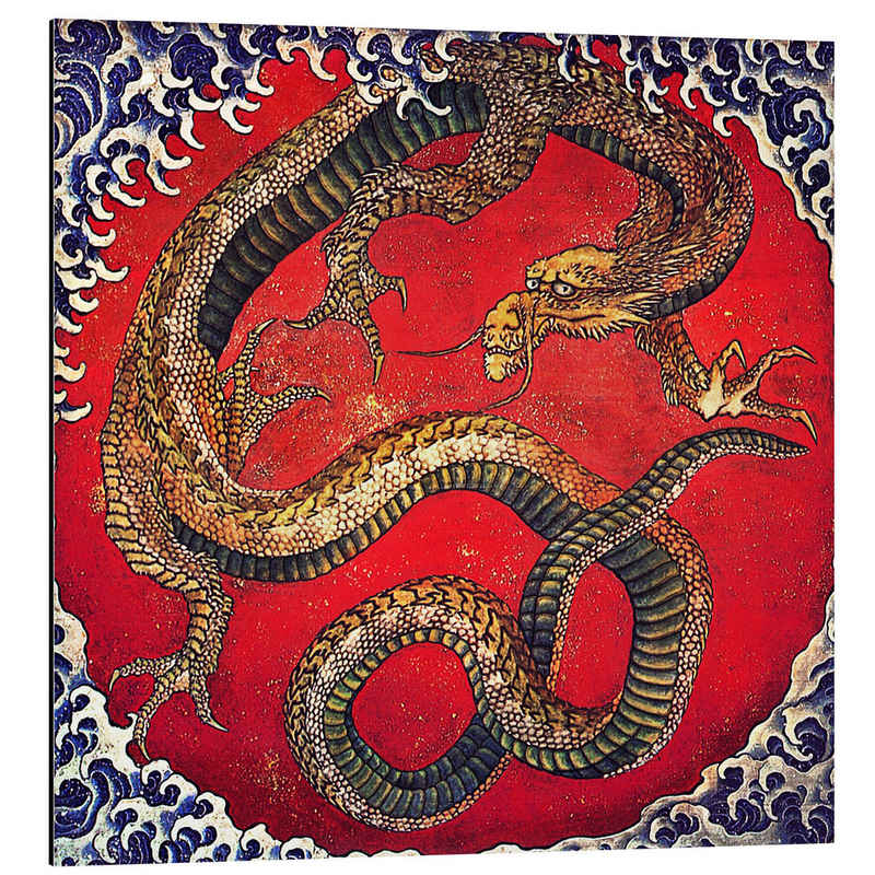 Posterlounge Alu-Dibond-Druck Katsushika Hokusai, Drache, Badezimmer Maritim Malerei