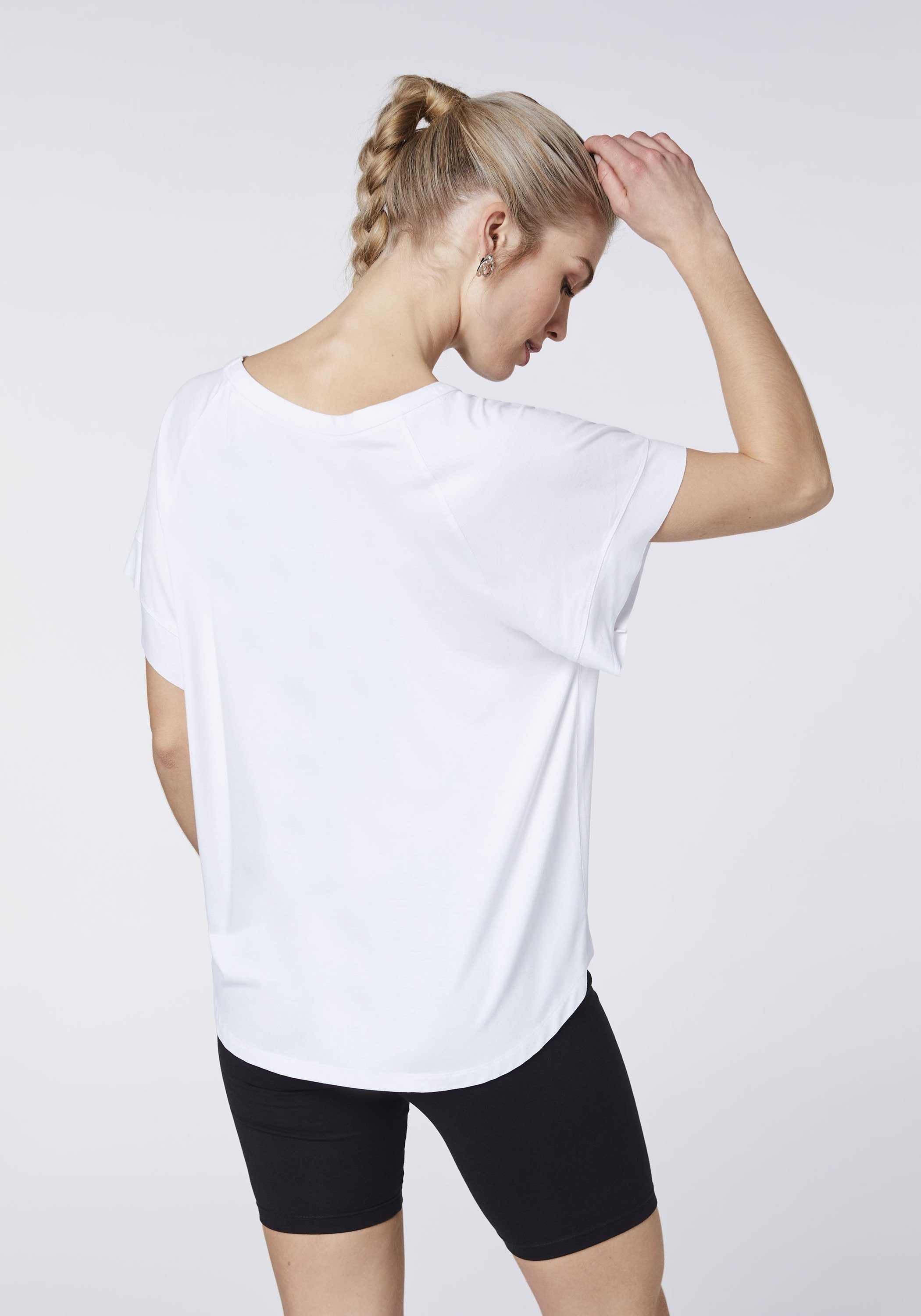 JETTE SPORT White boxy Comfort-Fit Shape 11-0601 und Bright Print-Shirt