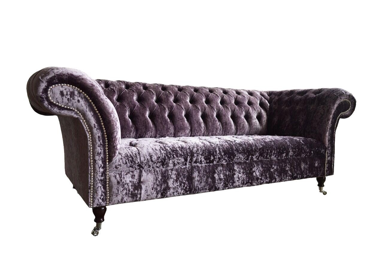 Xlmoebel Chesterfield-Sofa Lila Samtsofa im eleganten Chesterfield-Design, Hergestellt in Europa