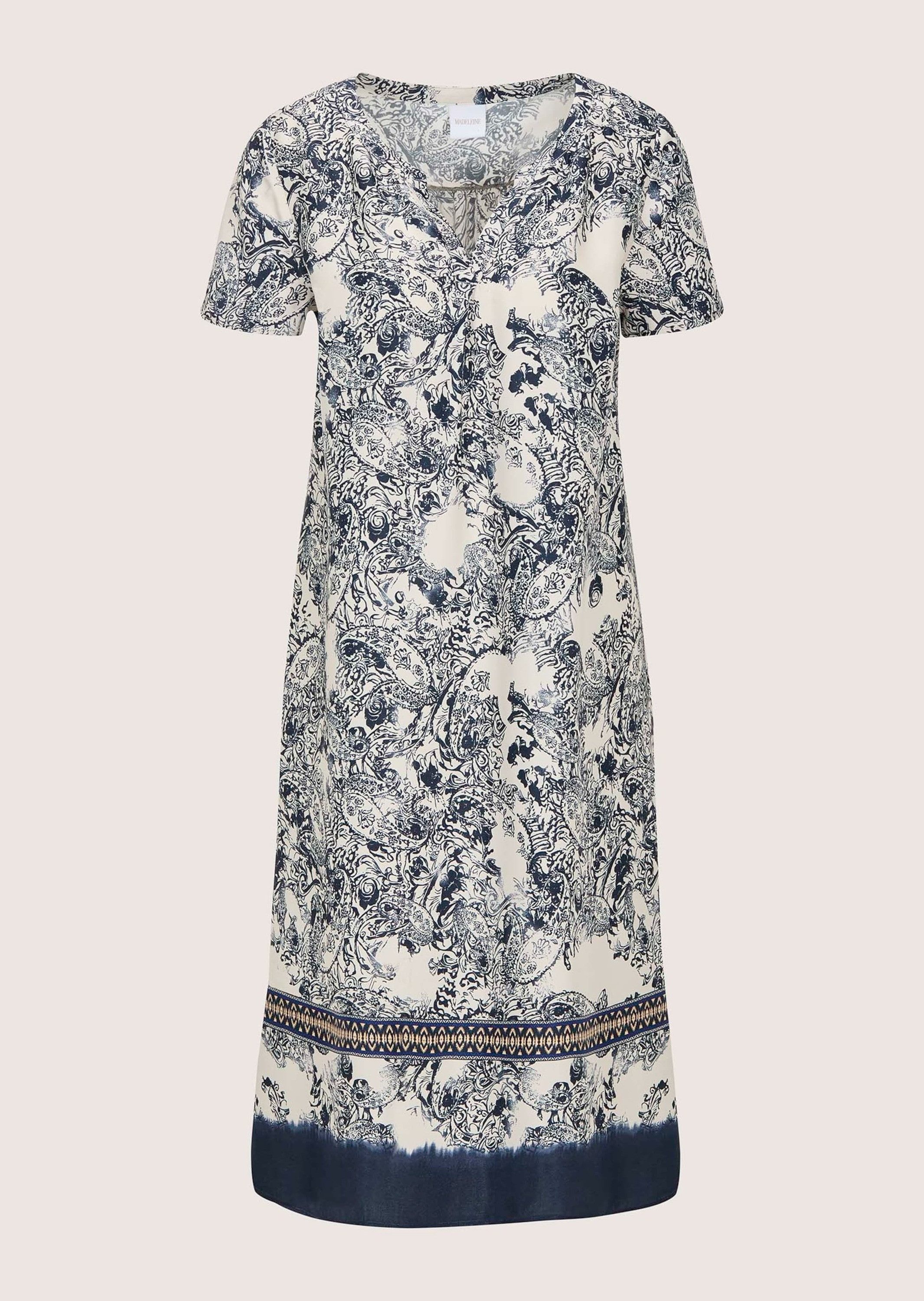 MADELEINE Midikleid Viskosekleid mit Paisley-Print Druckkleid mit Rundhals mit V-Ausschnitt, Knielänge und Kurzarm