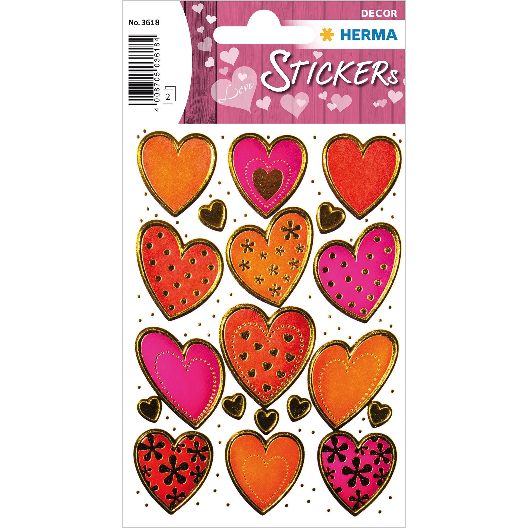 HERMA Sticker Herma Sticker DECOR Love Herzen Goldprägung 2 Bl
