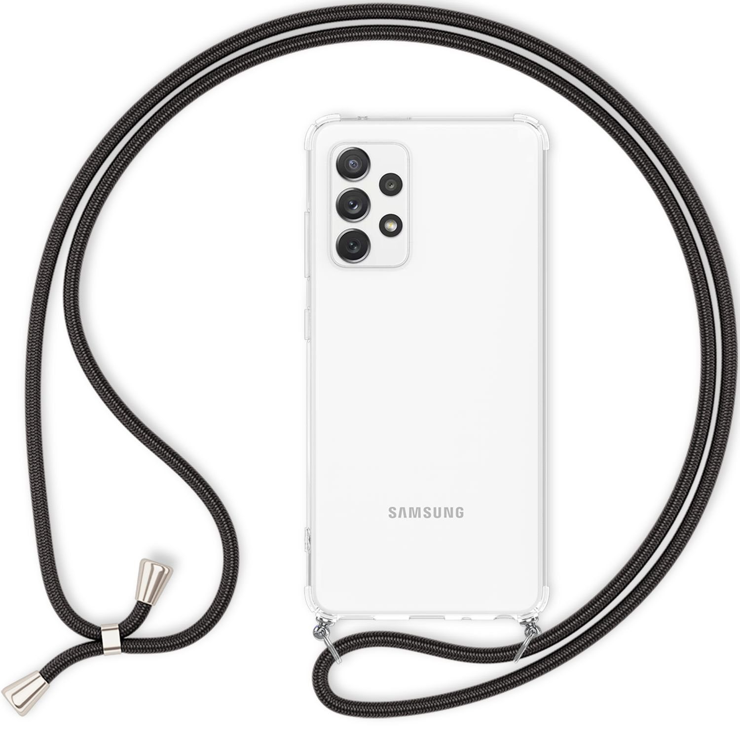 Nalia Backcover Samsung Galaxy A53 16,5 cm (6,5 Zoll), Klare Hülle mit Kette zum Umhängen / Harte Rückseite / Handyband Cover