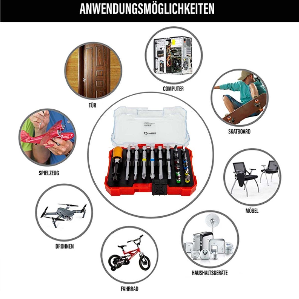 SCHMIDT security tools Bit-Set Schraubendreher-Bit Set BS-19 Bitsatz Box 19-teilig