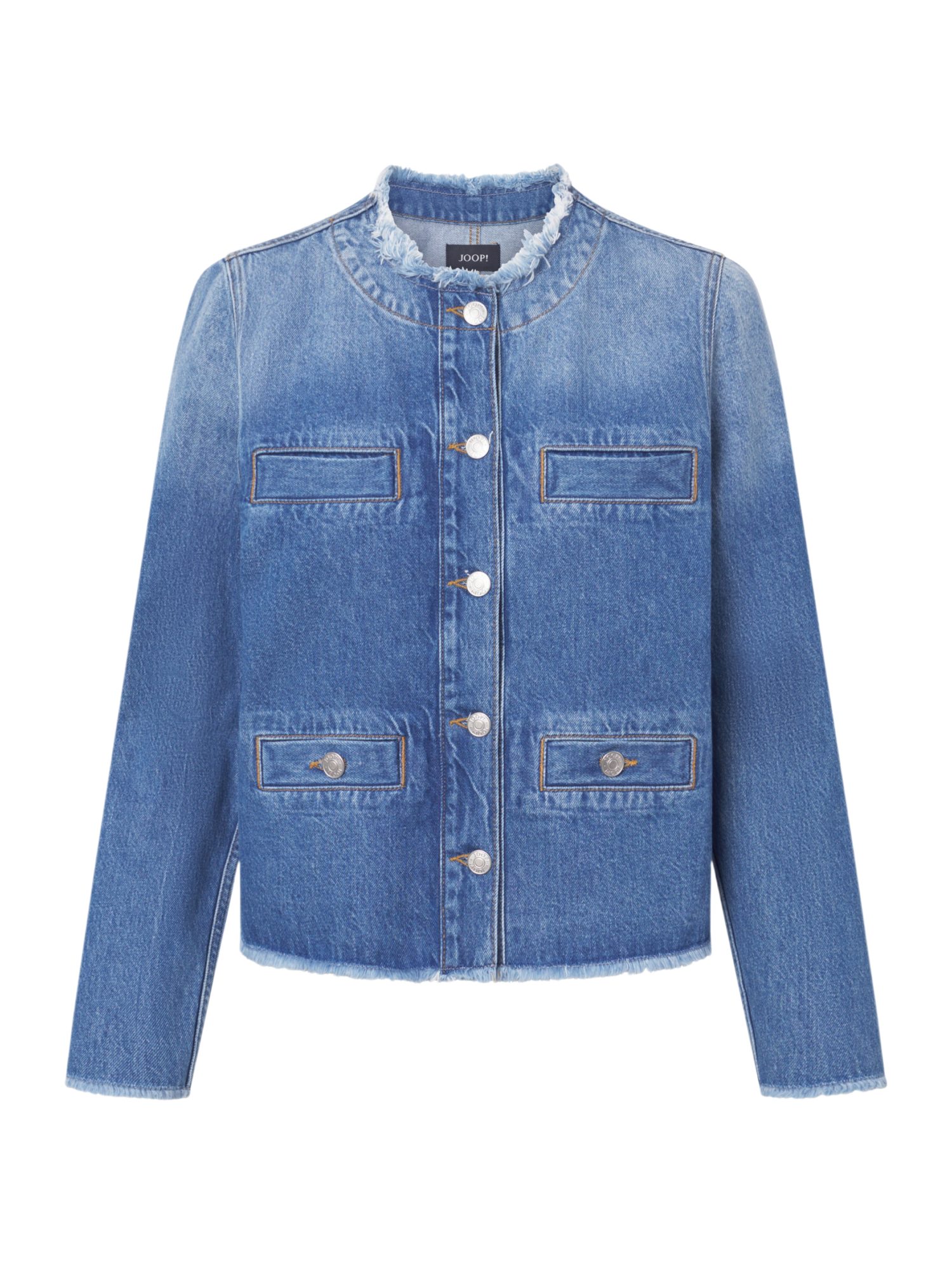 JOOP! Wolljacke blau,Casual,Baumwolle,Unifarben,Stehkragen,Lang,Regular Fit