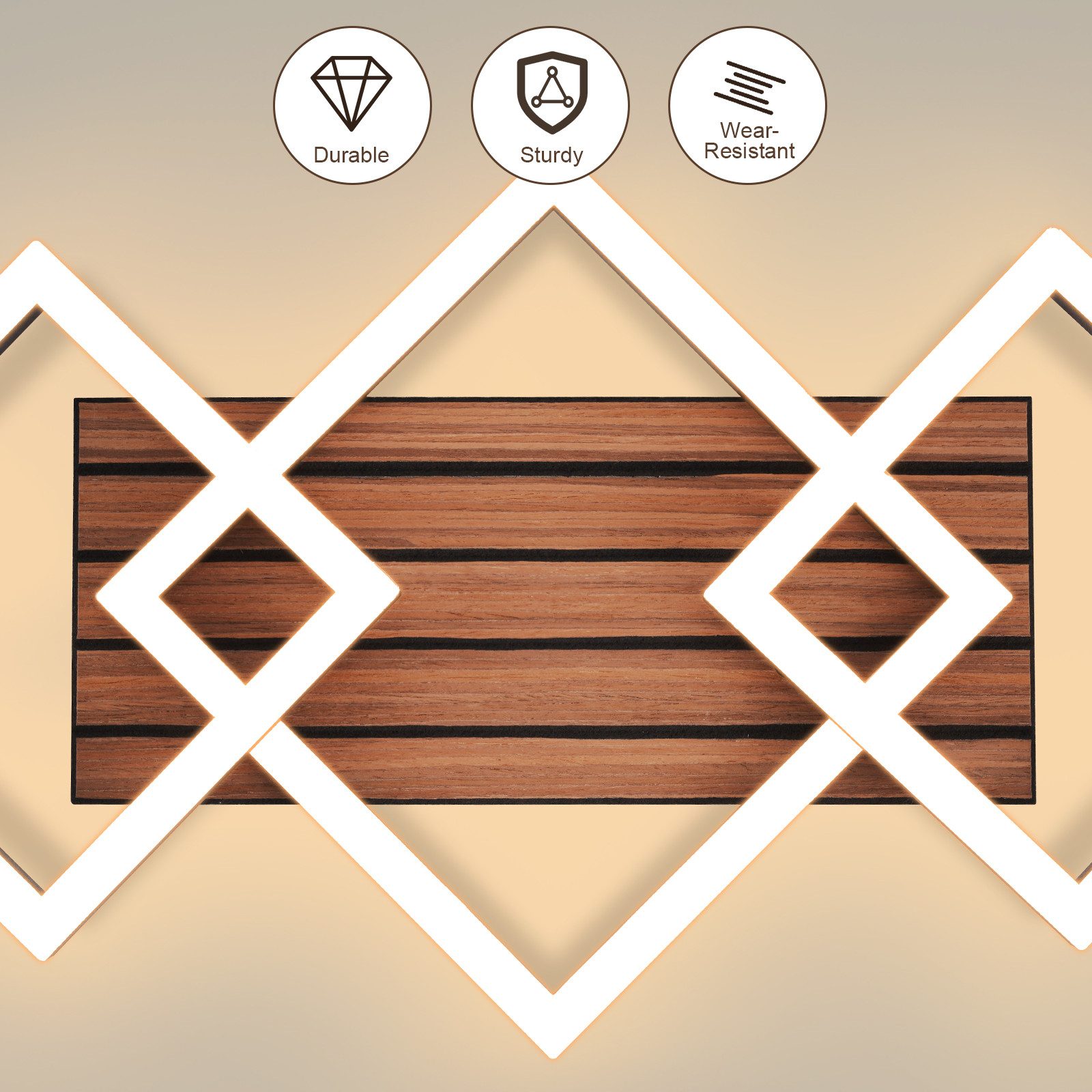 Nettlife LED Deckenleuchte Retro schwarz 14/21W eckig 3000K Warmweiß Design lampe Holz, LED fest integriert, für Küche Schlafzimmer Flur Wohnzimmer Bürolampe Zu – Bild 2 von 5