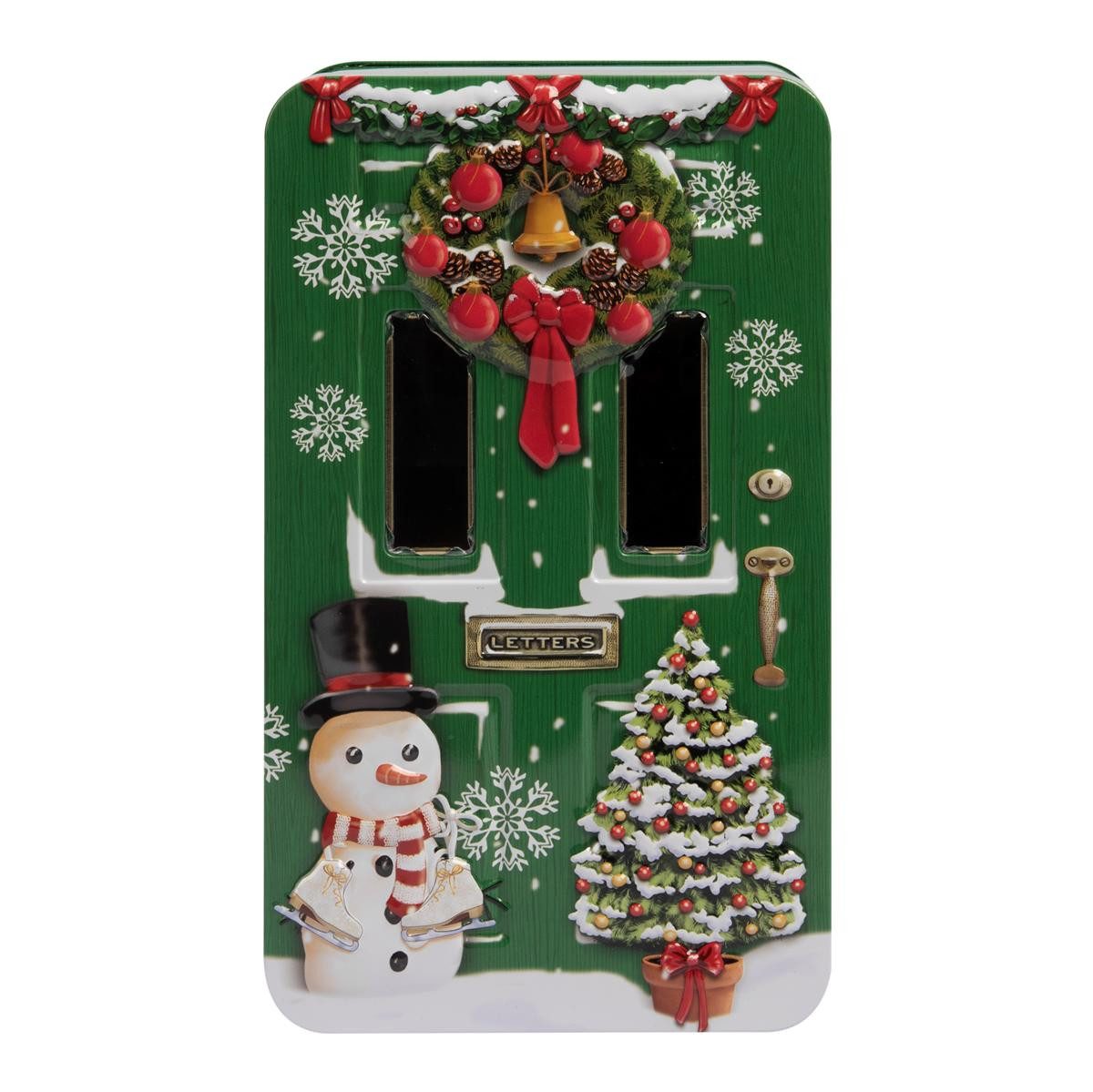 POWERHAUS24 Keksdose Blechdose weihnachtliche Haustür ca. 20,5 x 12 cm, Blech, (Einzelartikel)