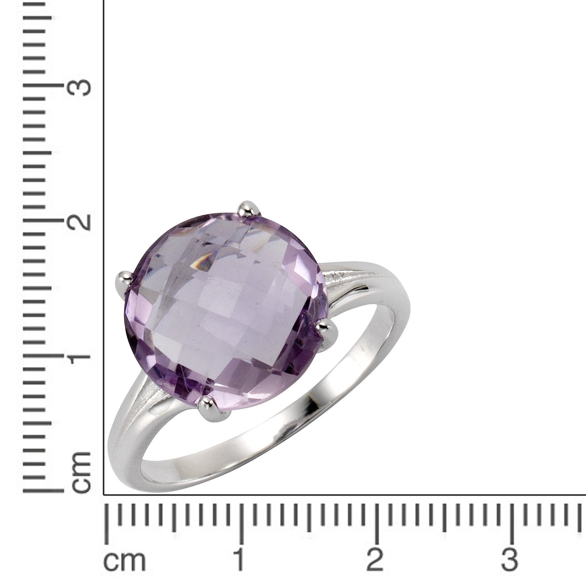 Zeeme Fingerring Silber 925 rhodiniert mit echtem Amethyst 12mm günstig online kaufen