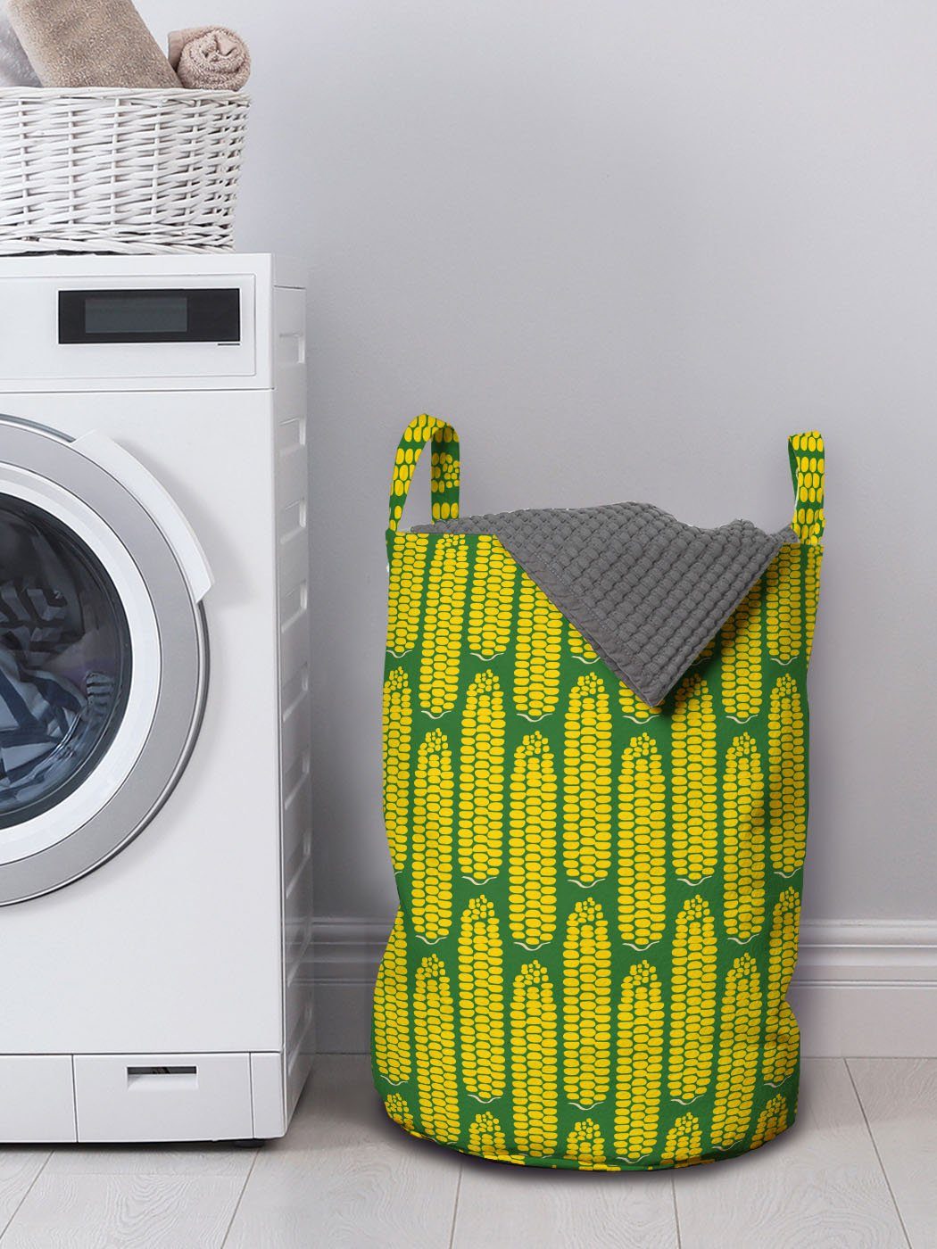 Muster Kordelzugverschluss Stil mit Wäschesäckchen Abakuhaus für Griffen Essen Wäschekorb Corns Waschsalons, Geometrische