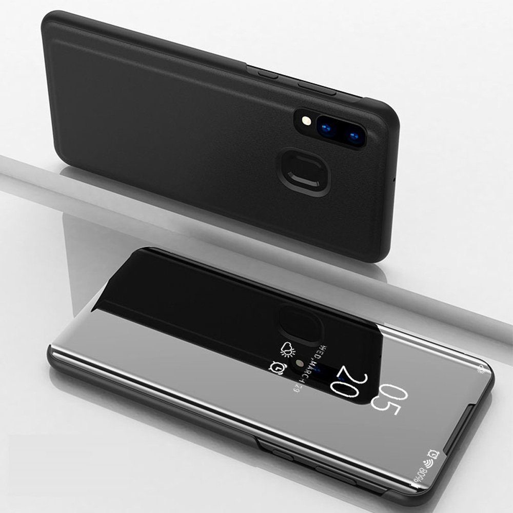FITSU Handyhülle Spiegel Hülle für Samsung Galaxy A20e Handytasche,  Schlanke Klapphülle, elegantes Flipcase, Handyhülle mit Standfunktion