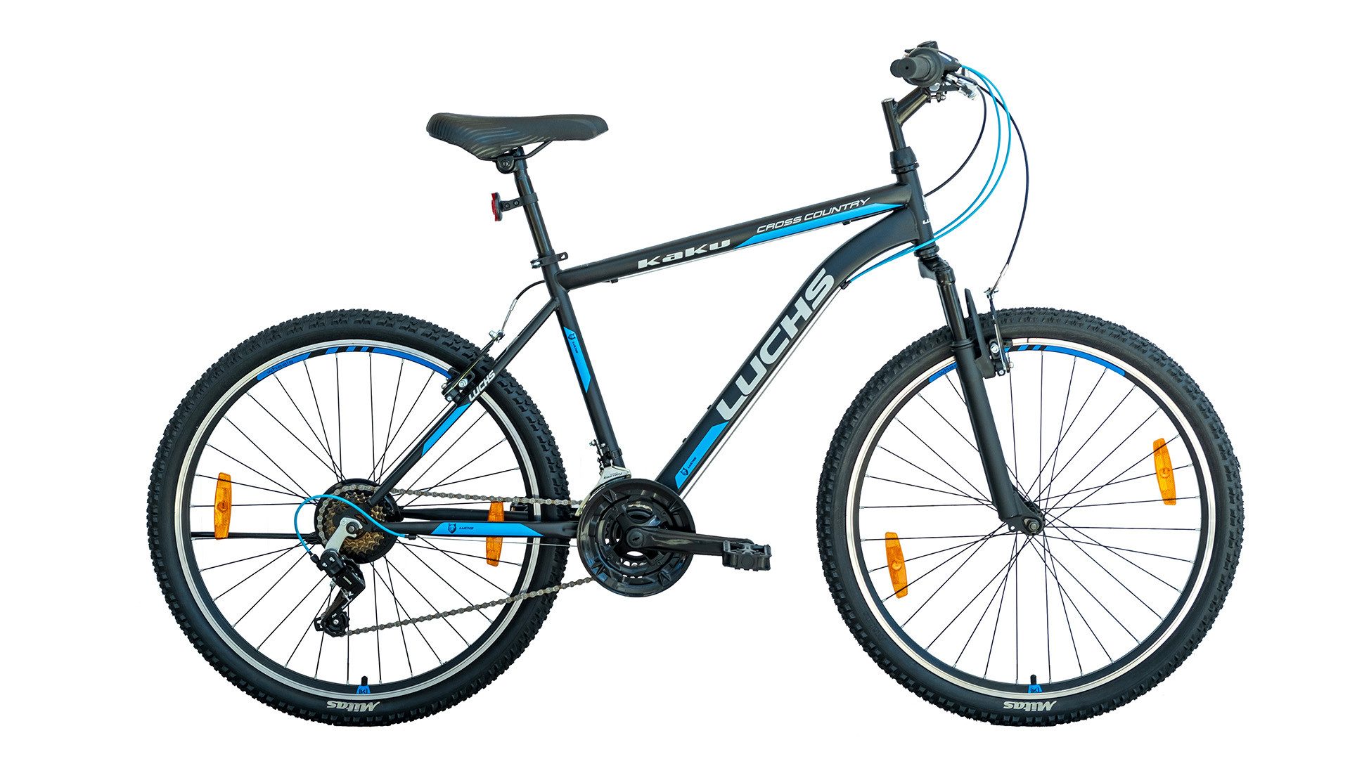 LUCHS Mountainbike KAKU 24 & 26 Zoll Jugendfahrrad Fahrrad Jungen sportliches Alltagsrad, 21 Gang Shimano, Kettenschaltung, 3 Farben und 2 Größen Verfügbar (Blau/Rot/Orange)