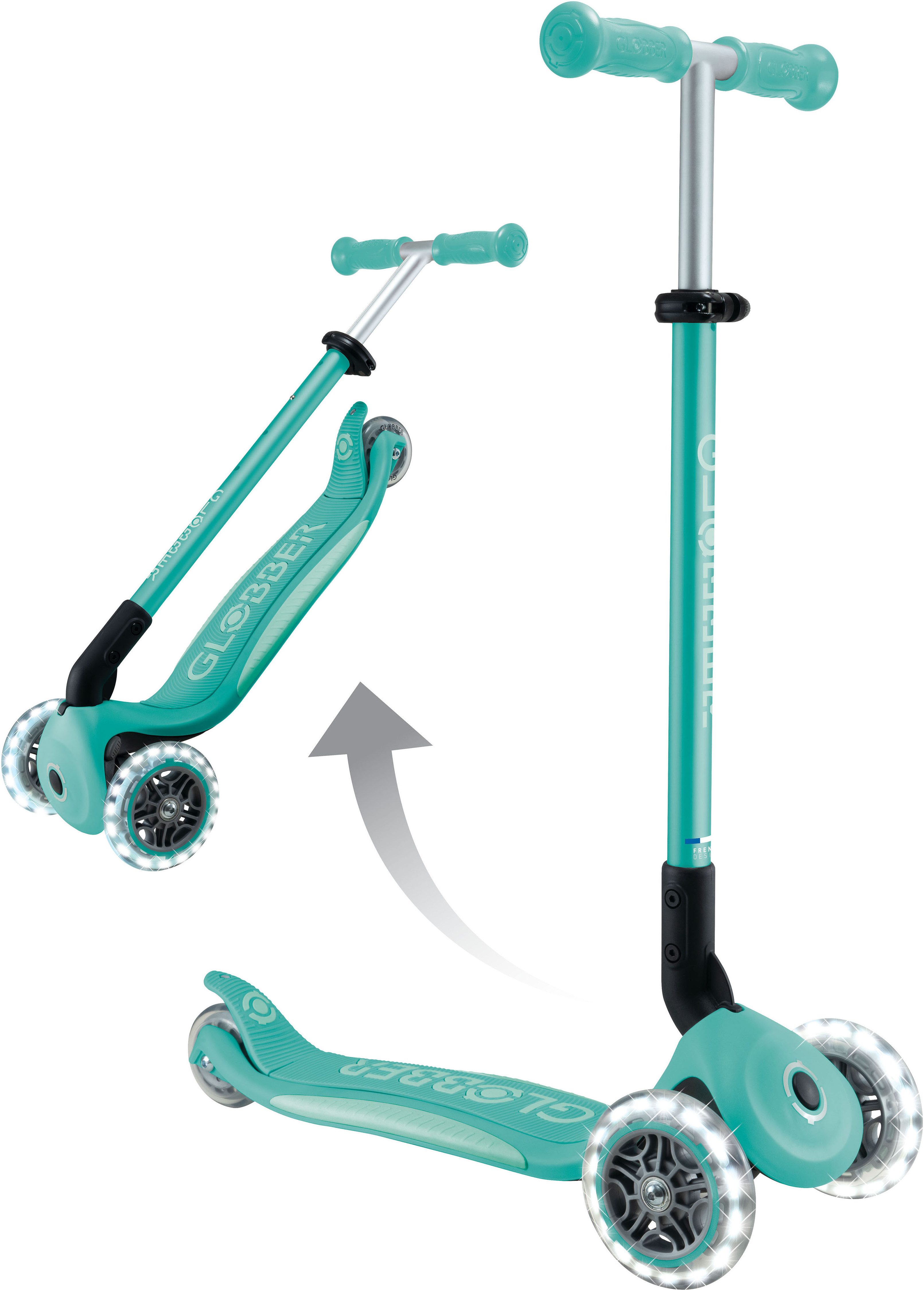 Globber Tretroller ELITE LIGHTS, mit Leuchtrollen