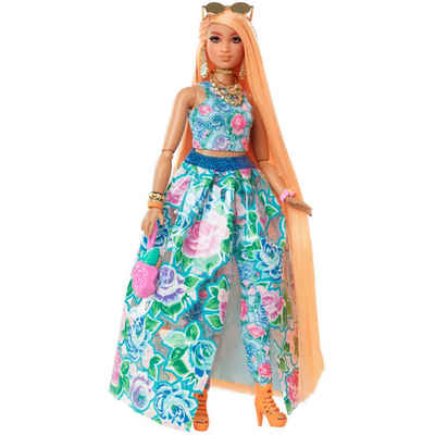 Mattel® Babypuppe Barbie Extra Fancy Puppe im blauen Kleid mit Blumenmuster