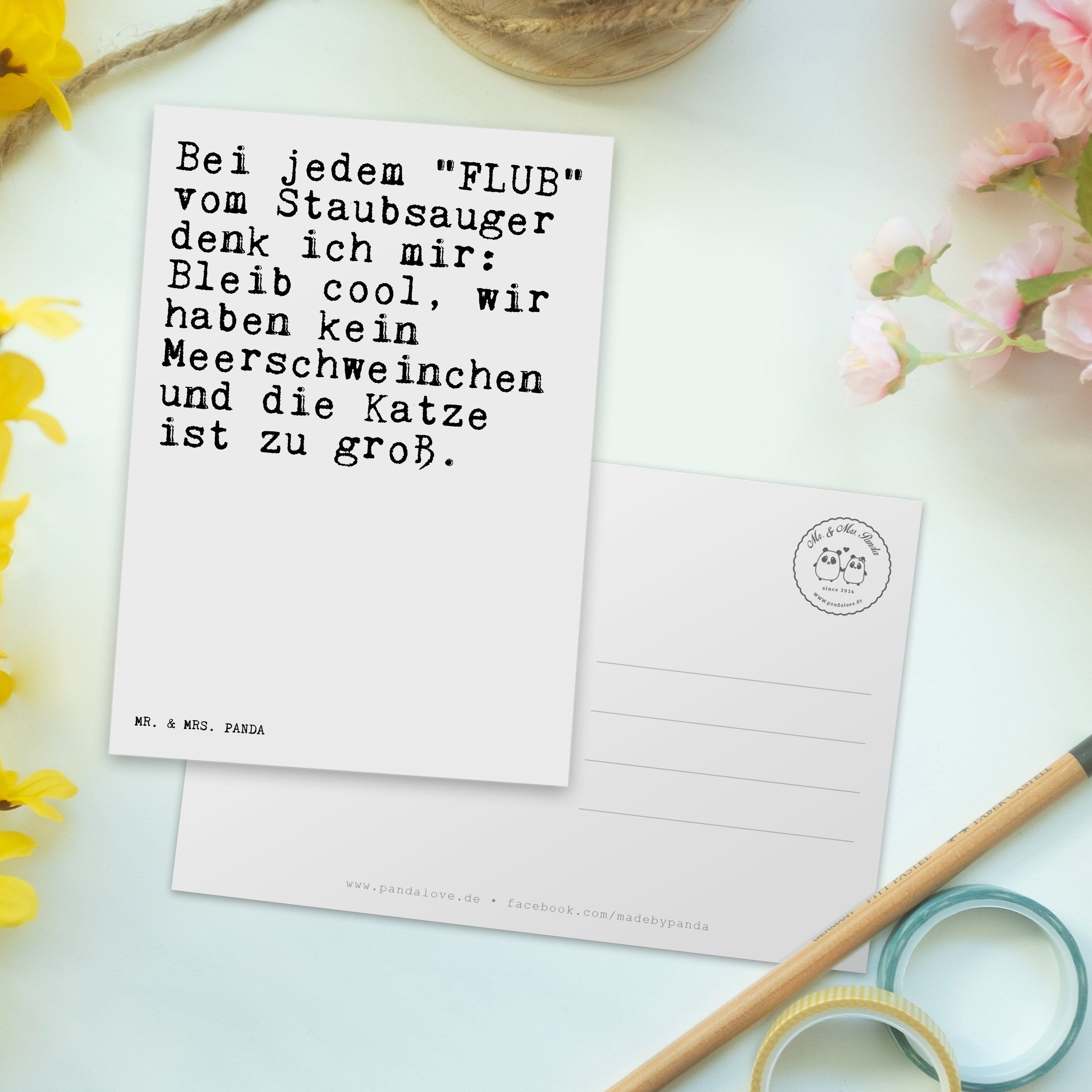 lustiger Geschenk, Bei Panda Weiß Fr - Postkarte "FLUB" Mrs. & Spruch, Mr. - vom... Karte, jedem