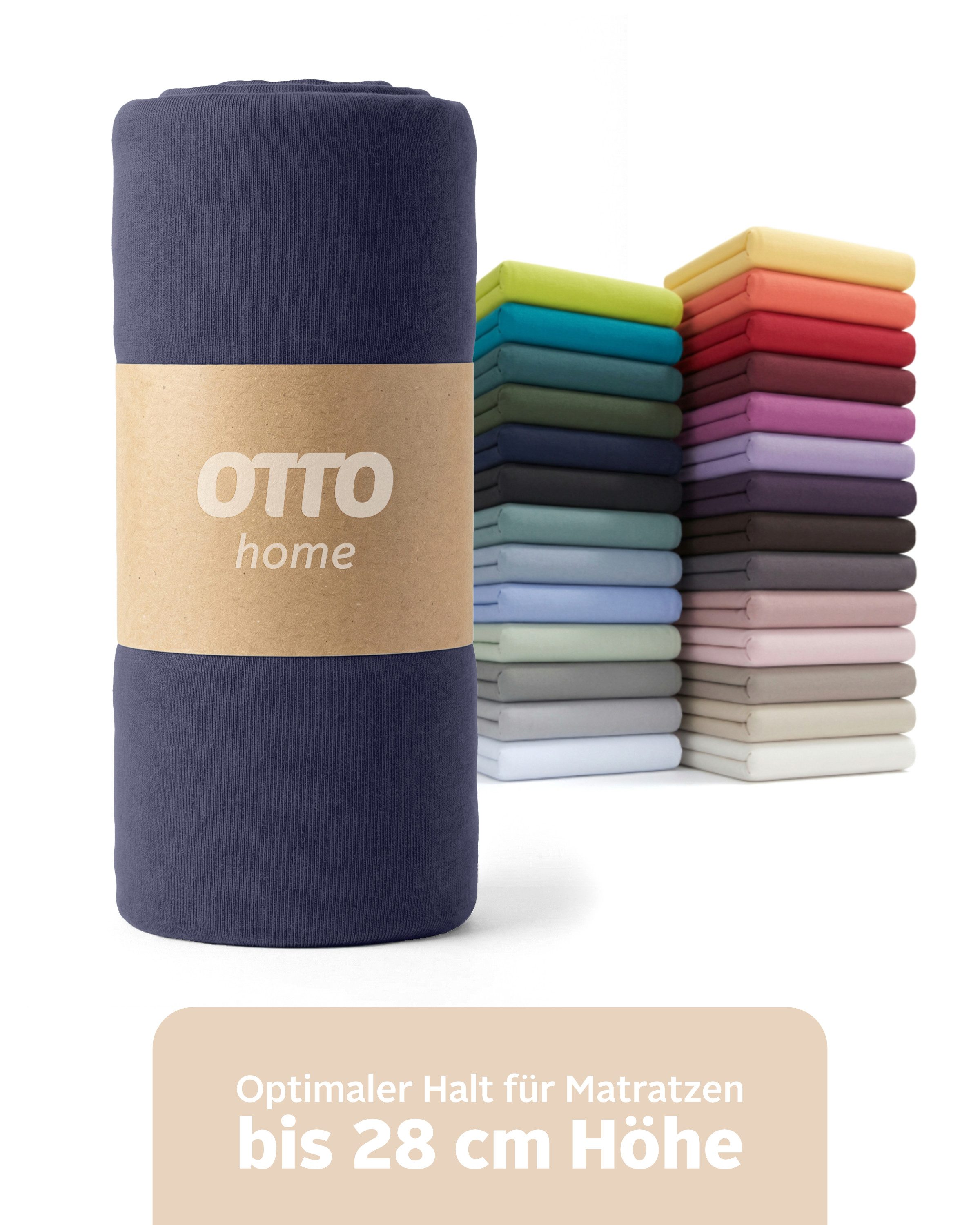 OTTO home Spannbettlaken BLACKBERRY in PREMIUM und BASIC Qualität, 100% Baumwolle, Jersey (110 g/m), Gummizug: rundum, (2 Stück), für hohe Matratzen bis 28 cm, Bettlaken, Spannbetttuch, Boxspring