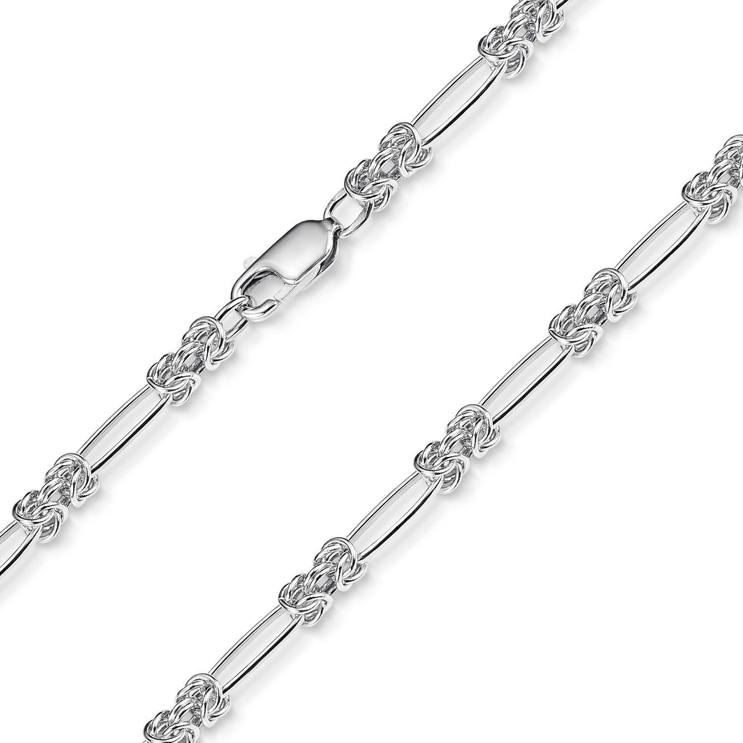 Materia Silberkette Damen Silber Königskette gezogen 3,5mm K82, 925 Sterling Silber, rhodiniert