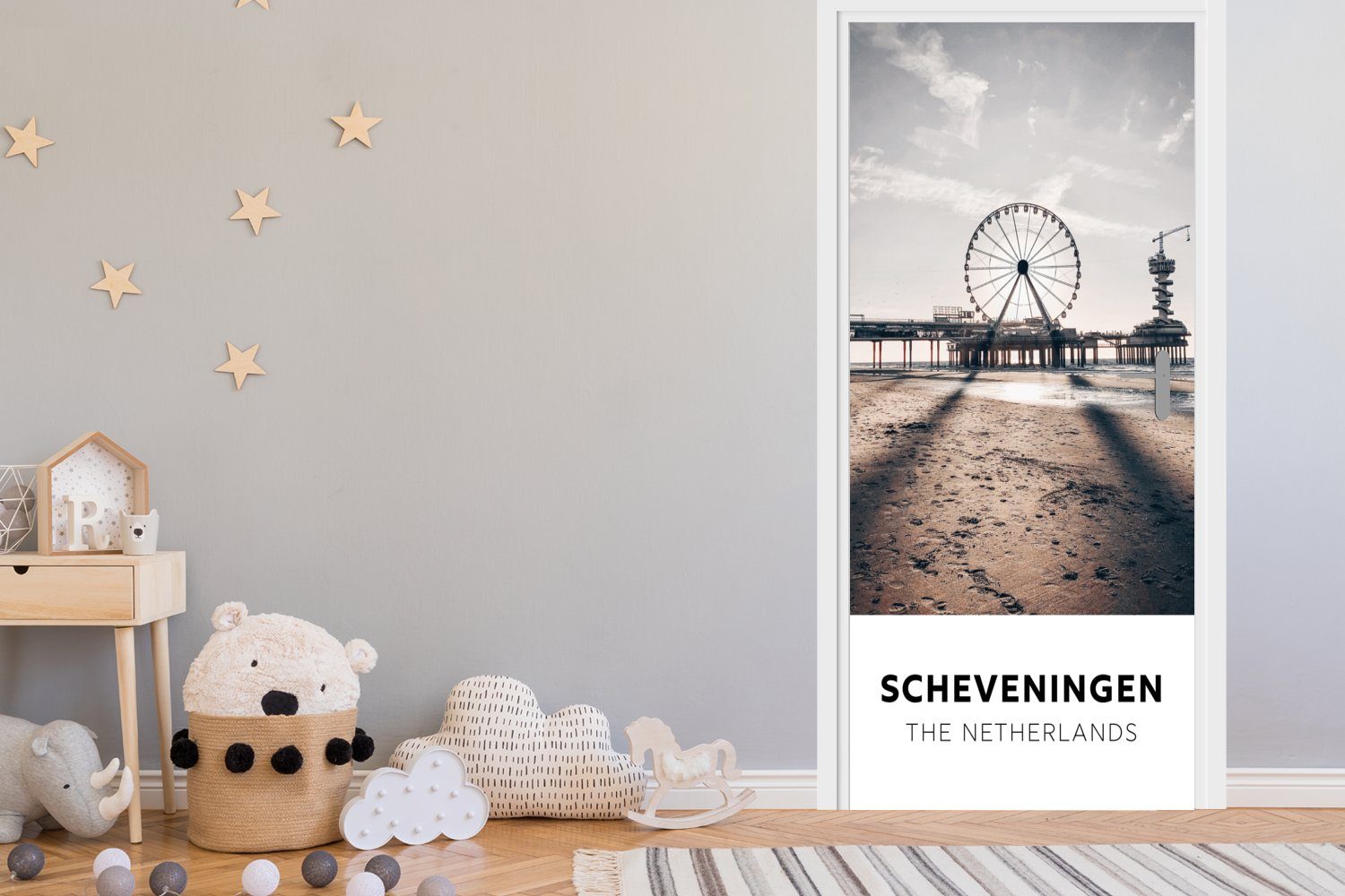 MuchoWow Türtapete Niederlande - cm Riesenrad, bedruckt, - Tür, Matt, Strand Fototapete St), 75x205 Türaufkleber, für (1