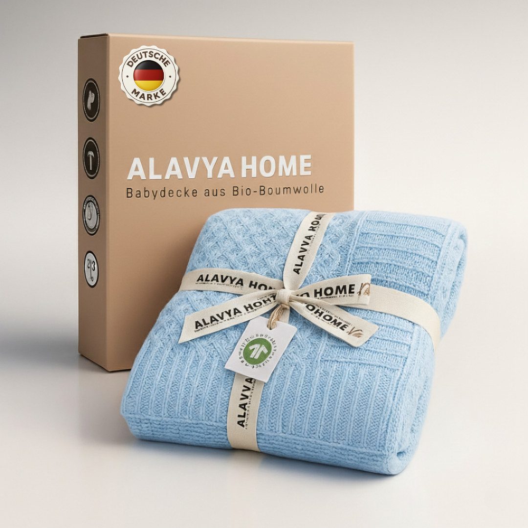 Babydecke Strickdecke 75x100 cm aus 100% Bio Baumwolle, Alavya Home®, Herbs günstig online kaufen