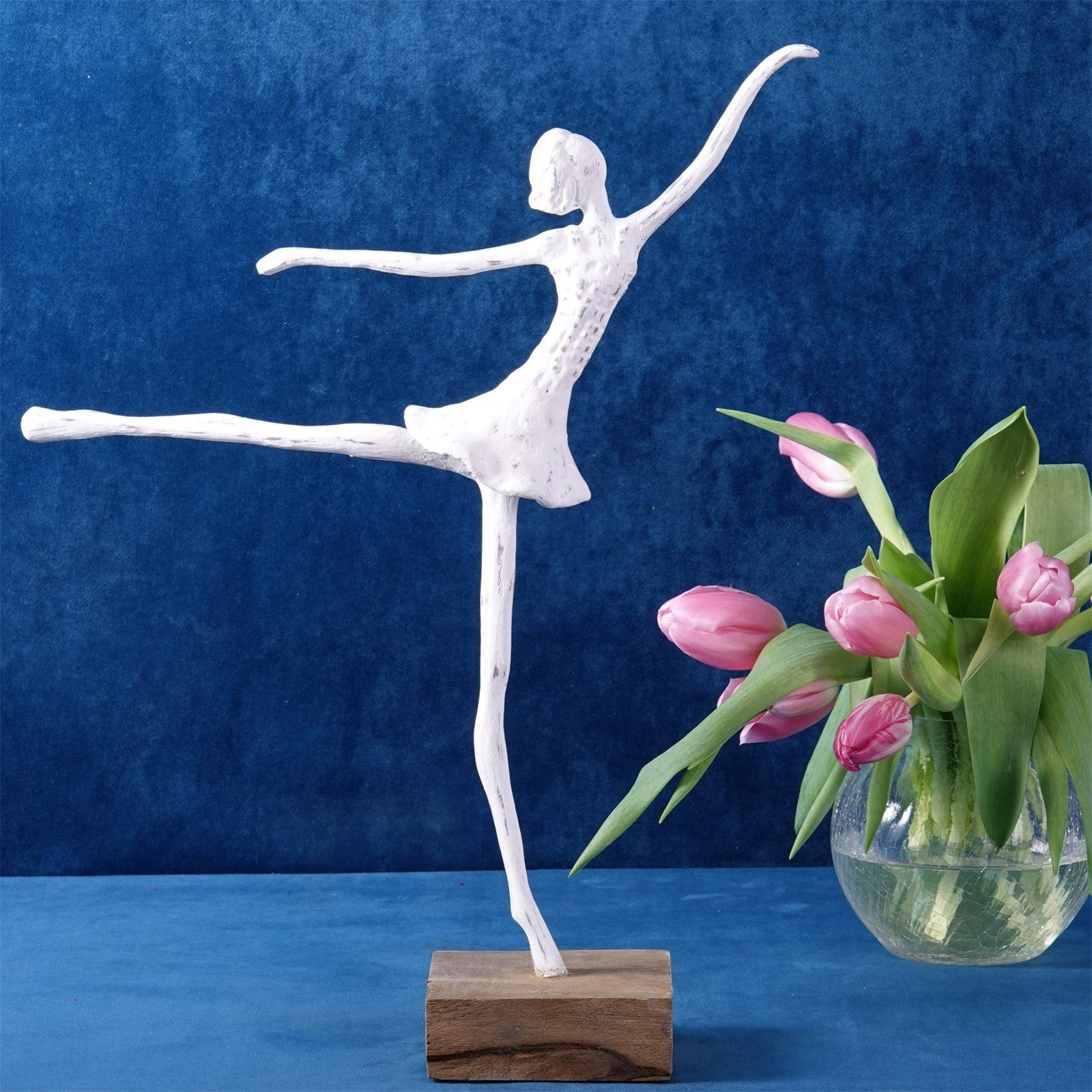 CREEDWOOD Skulptur BALLERINA FIGUR "BALLETT I", weiß, 40cm, Ballett Tänzerin Skulptur