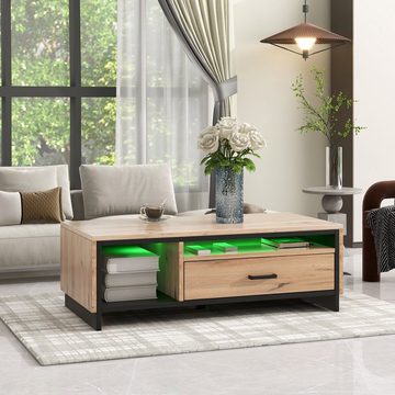 OKWISH Couchtisch Originalfarbener zweifarbiger Mosaik-Couchtisch (mit 16 verschiedenen LED-Farben, Große Dimension :100*50*35cm), moderne Wohnzimmermöbel im Blockstil