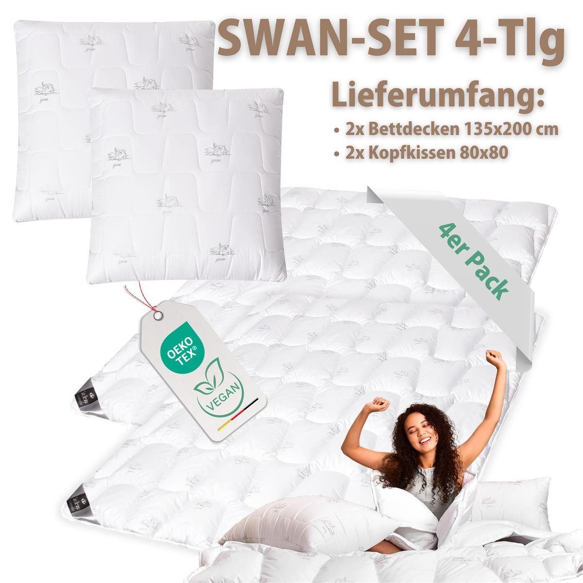 SEI Design Microfaserbettdecke 2x Bettdecken Winterdecken 135x200cm + 2x Ko günstig online kaufen