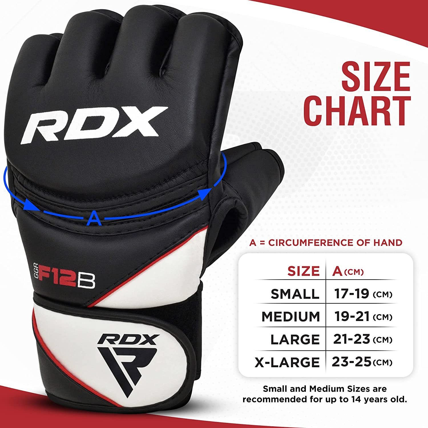 RDX Sports MMA-Handschuhe RDX Professionelle Kampfsport MMA MMA Boxsack Black Gloves Handschuhe