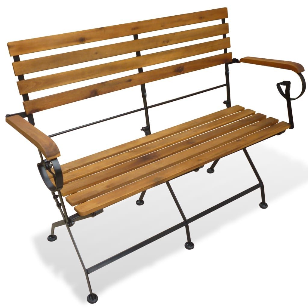 vidaXL Gartenbank Gartenbank Klappbar 112 cm Massivholz Akazie Biergarten Bank
