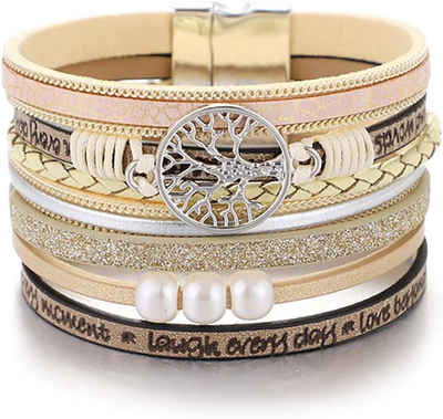 Alster Herz Wickelarmband Lebensbaum Armband für Damen, Wickelarmband mit Perlen, J0333, Armschmuck