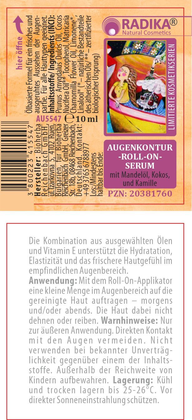 BIOHERBA R Gesichtsserum Bioherba Augenserum Roll-on mit Mandalöl & Bio Kokosöl 10 ml