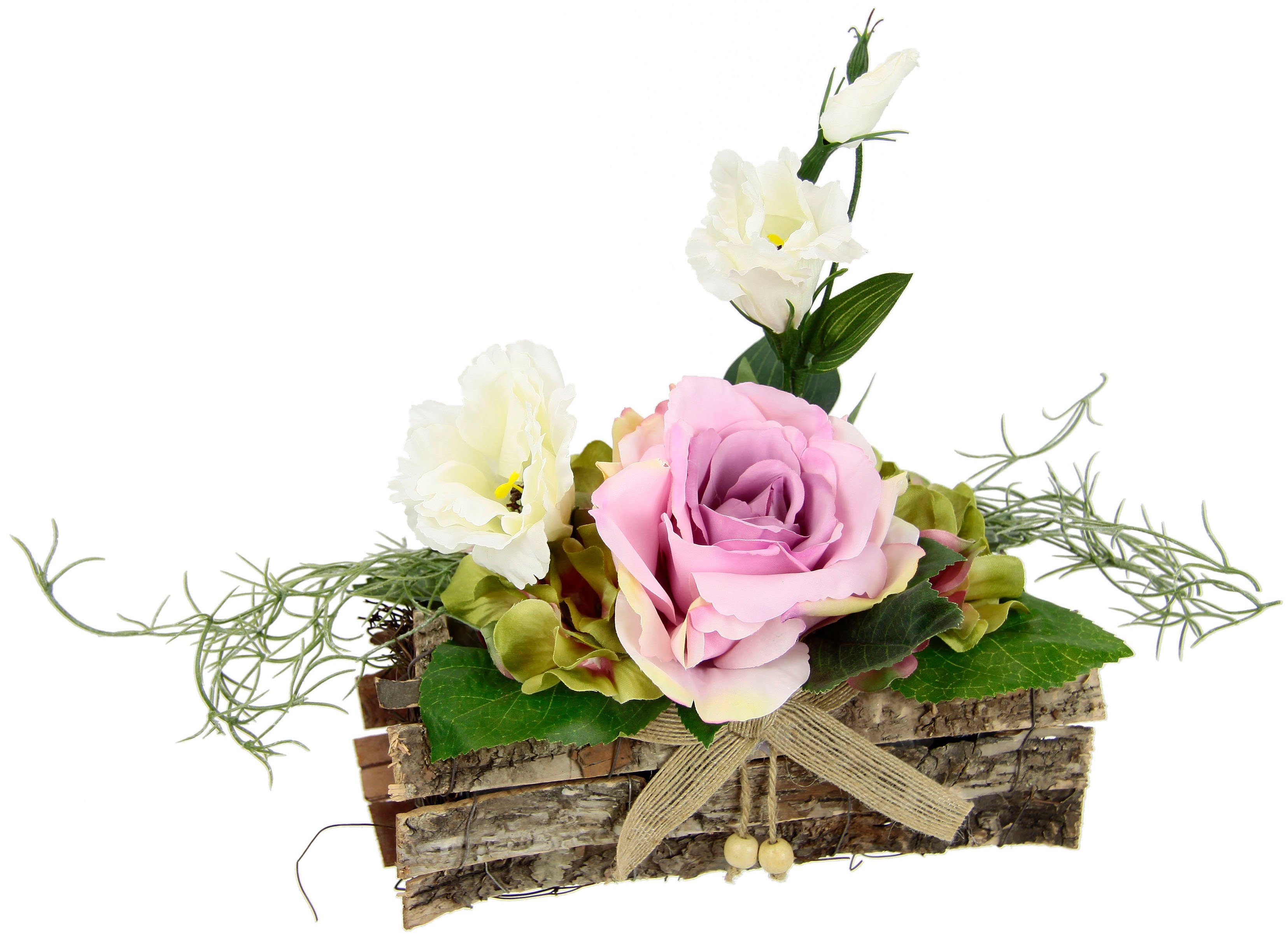Kunstpflanze Gesteck Rose in Schale