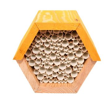 Rivanto Insektenhotel, Bienenhaus sechseckig aus Kiefernholz, 15 x 14.5 x 13 cm