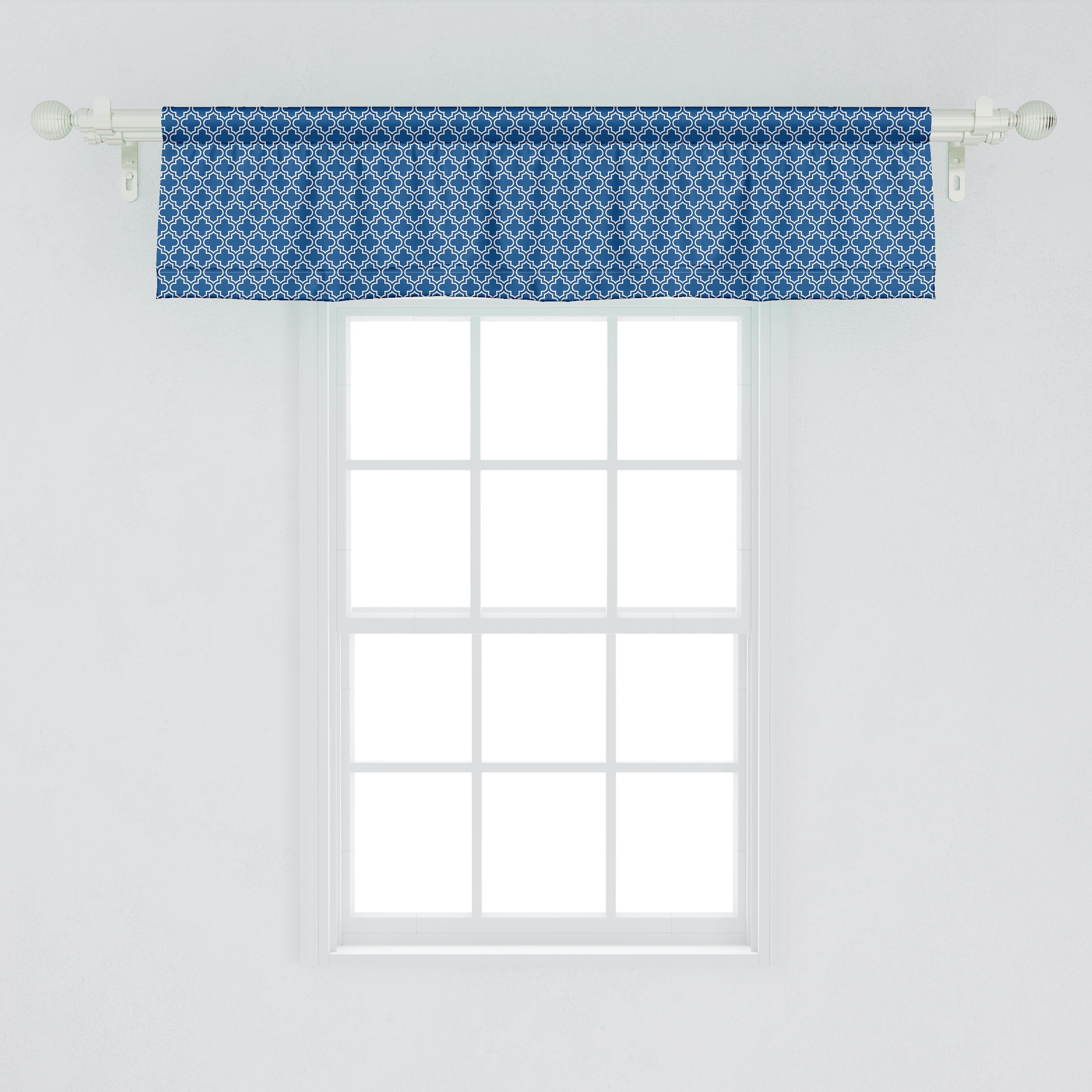 Scheibengardine Vorhang Volant Dekor Küche Schlafzimmer Abakuhaus, Kunst mit Quatrefoil für Lattice Stangentasche, Microfaser
