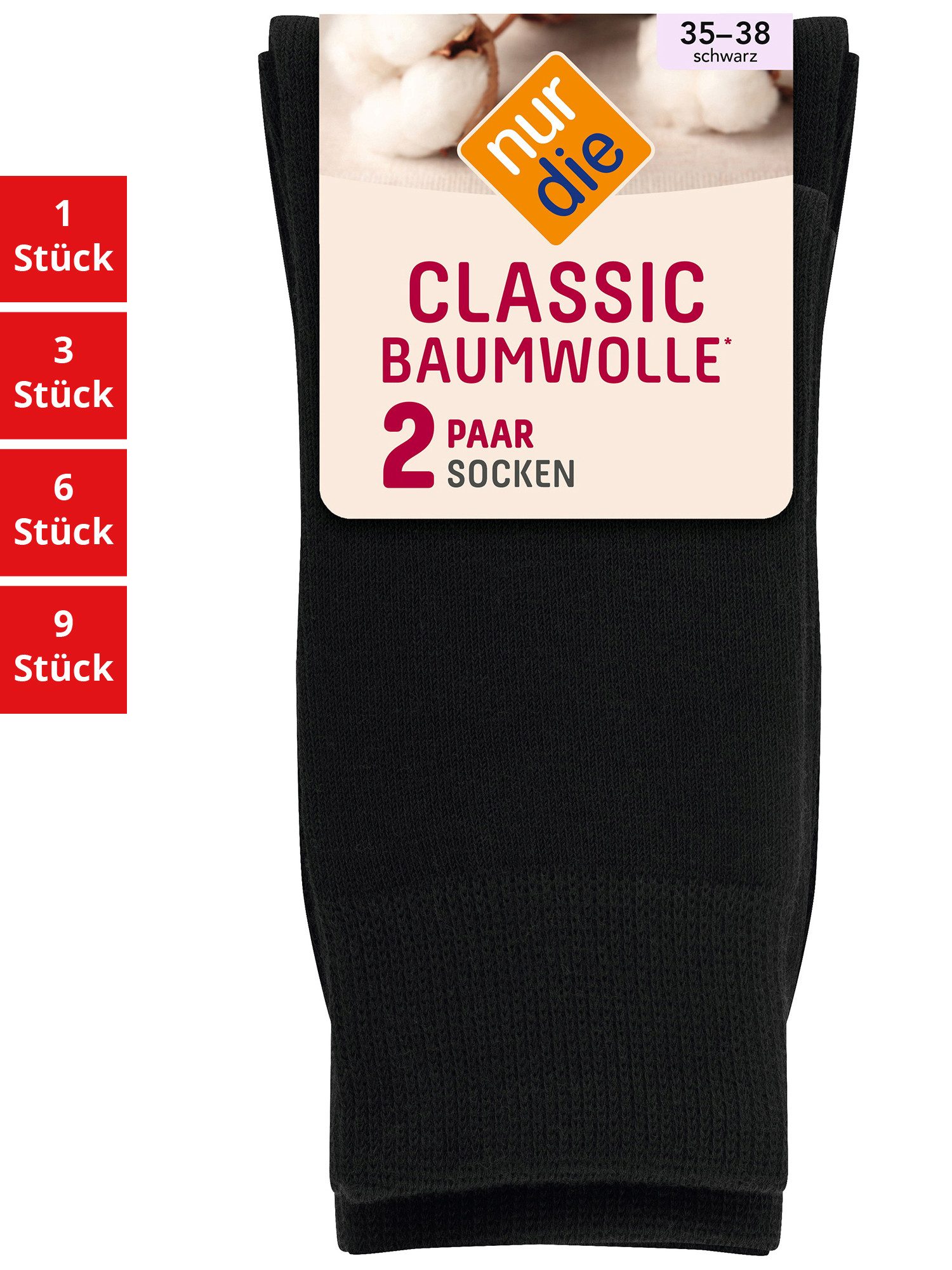 Nur Die Freizeitsocken Classic Baumwolle Damen (1er/3er/6er/9er Pack, 2-Paar) socken strumpf strümpfe
