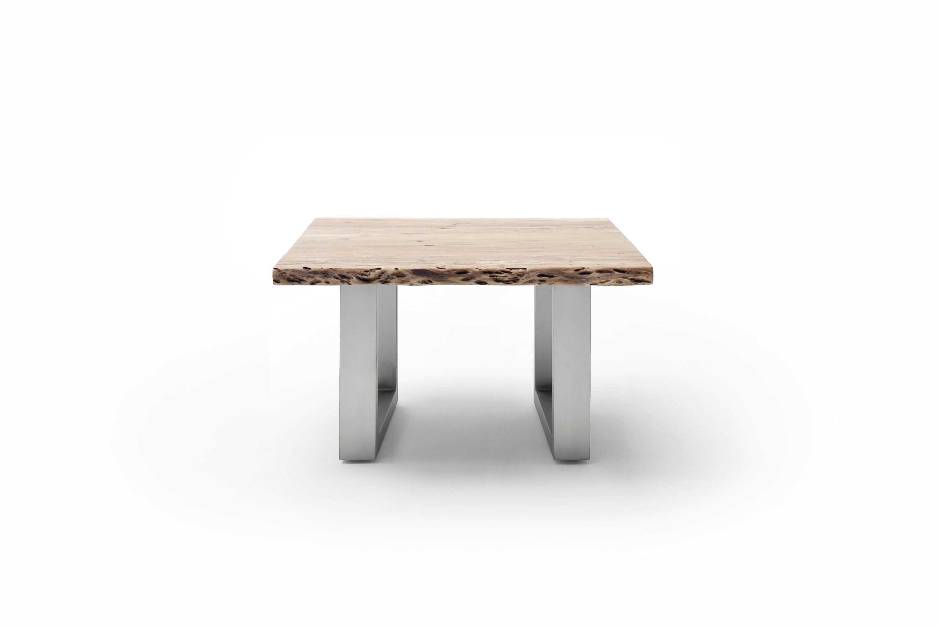 Robas Lund Couchtisch, Akazie natur m. U-Gestell Edelst.-Optik gebürstet 75x45x75 cm