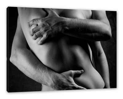 Pixxprint Leinwandbild Sinnliche Umarmung von hinten nackt, Monochrome, Sinnliche Umarmung von hinten nackt, Monochrome (1 St), Leinwandbild fertig bespannt, inkl. Zackenaufhänger