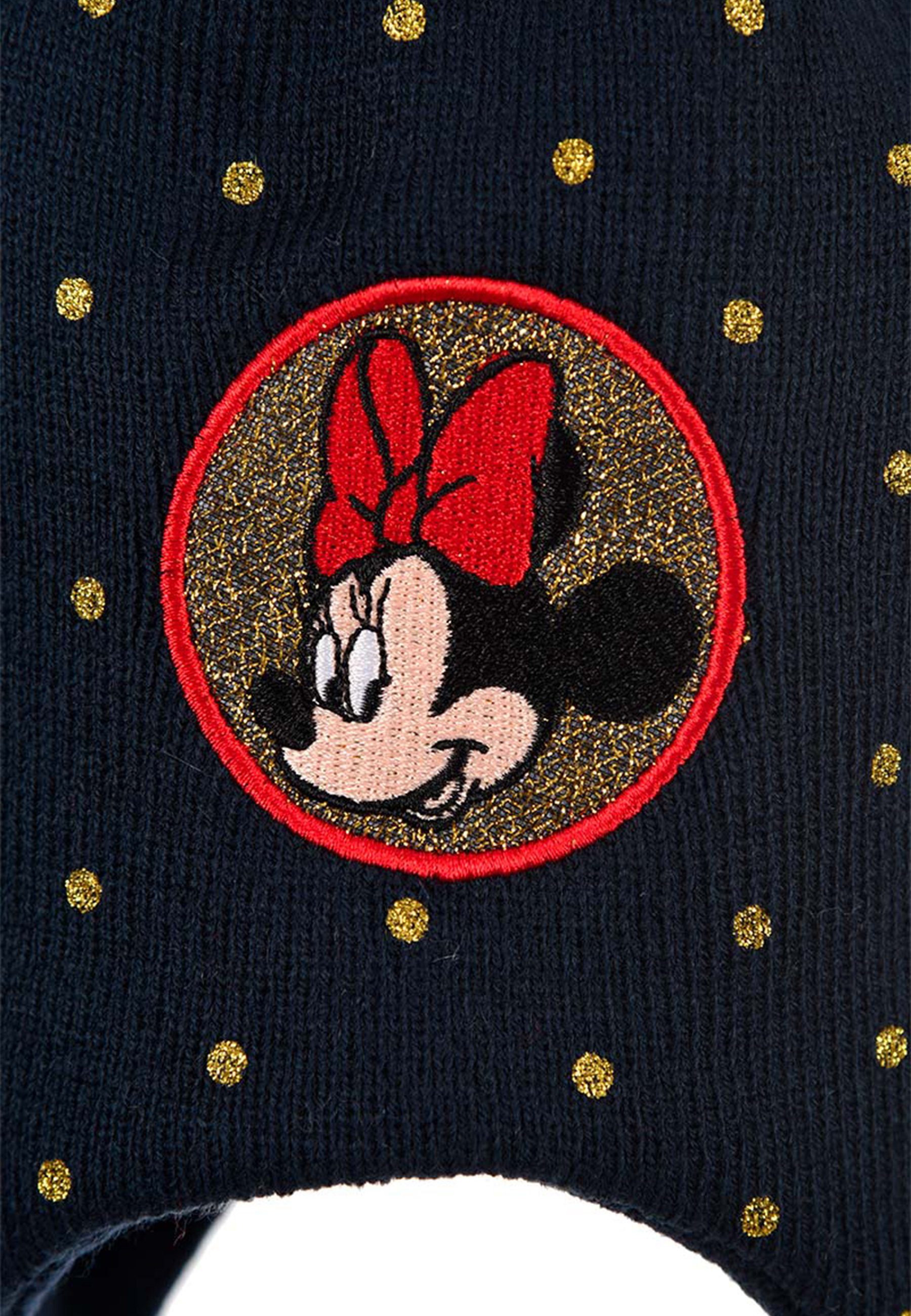 Dunkel-Blau Mädchen Minnie Winter-Bommel-Mütze Disney Kinder Bommelmütze Mouse