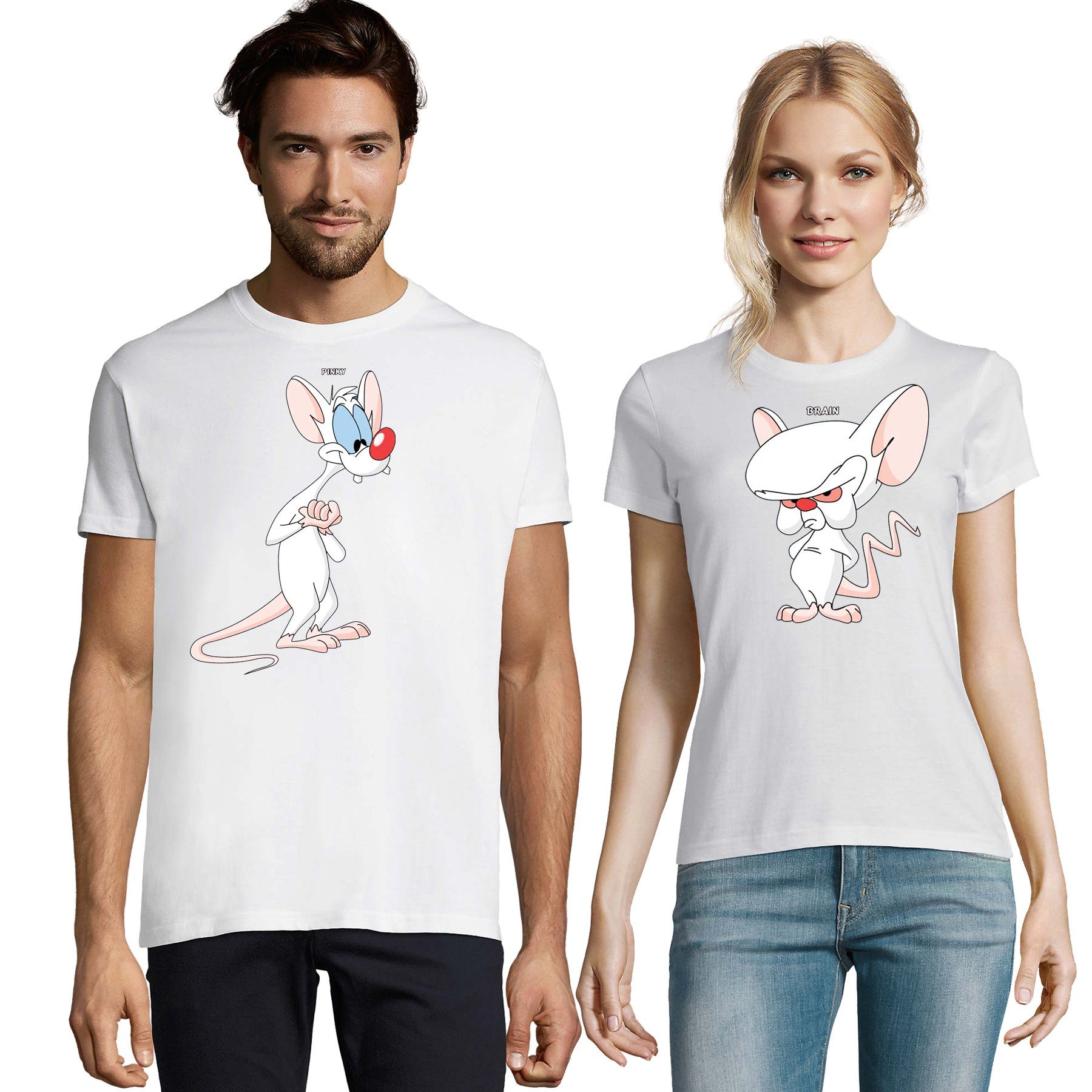 Blondie & Brownie T-Shirt Partner Pärchen Freunde Shirt Pinky Brain BFF Friends