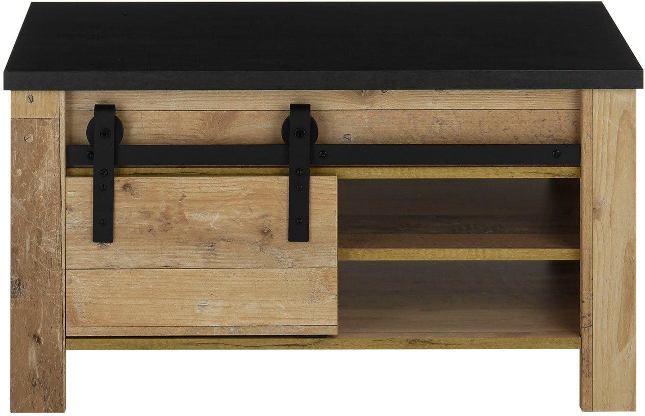 Home affaire Couchtisch SHERWOOD, modernes Holz Dekor, mit Scheunentorbeschlag aus Metall, Breite 93 cm