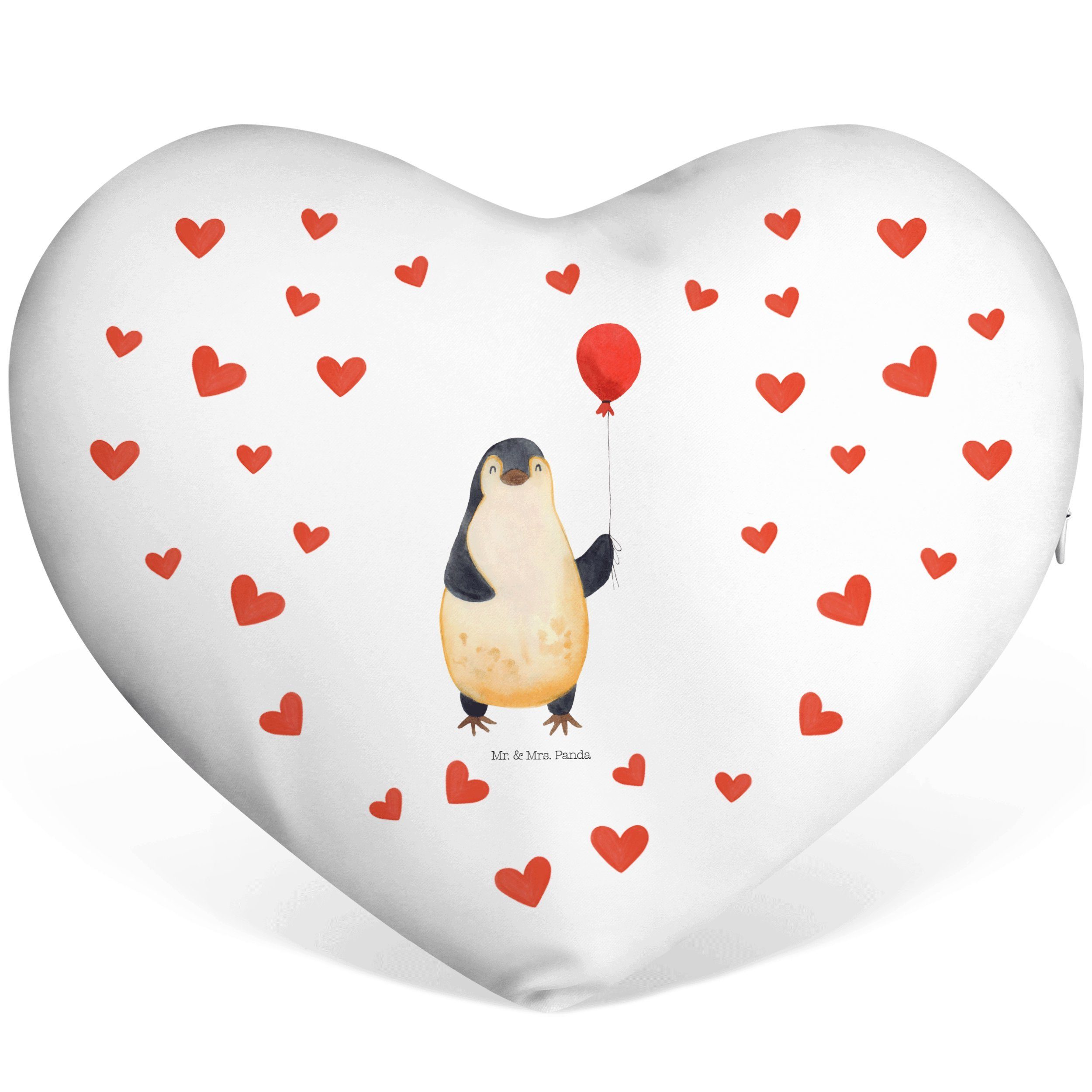 Pinguin & - Panda Dekokissen - Leben, Dekoki Geschenk, Mrs. Mr. Luftballon Weiß neues Lebenslust,