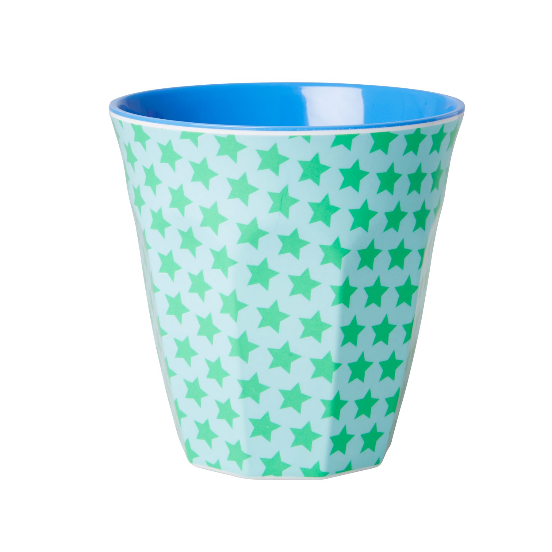 rice Becher Rice Melamin Becher Medium Blau mit Grünen Sternen, Melamin