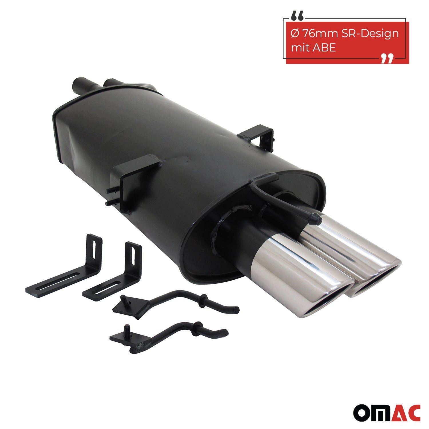 OMAC Auspuff-Flexrohr Novus Sportauspuff für BMW E46 320 / 325 / 330 2x76mm mit ABE, (1-tlg), Leicht austauschbar - Doppelter Ausgang