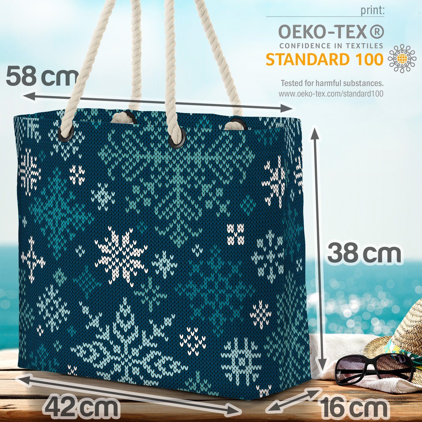 Sch Sterne Strickmuster Muster Weihnachten Schneeflocke Strandtasche VOID Winter (1-tlg), Sterne