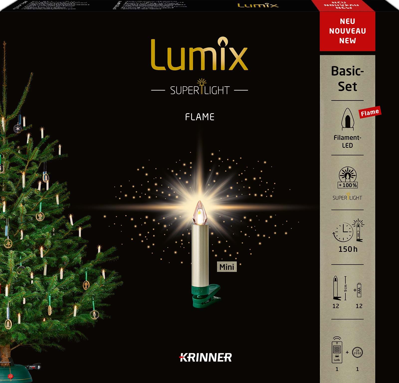 lumix LED-Christbaumkerzen LUMIX SuperLight Flame Mini Metallic Cashmere Basis