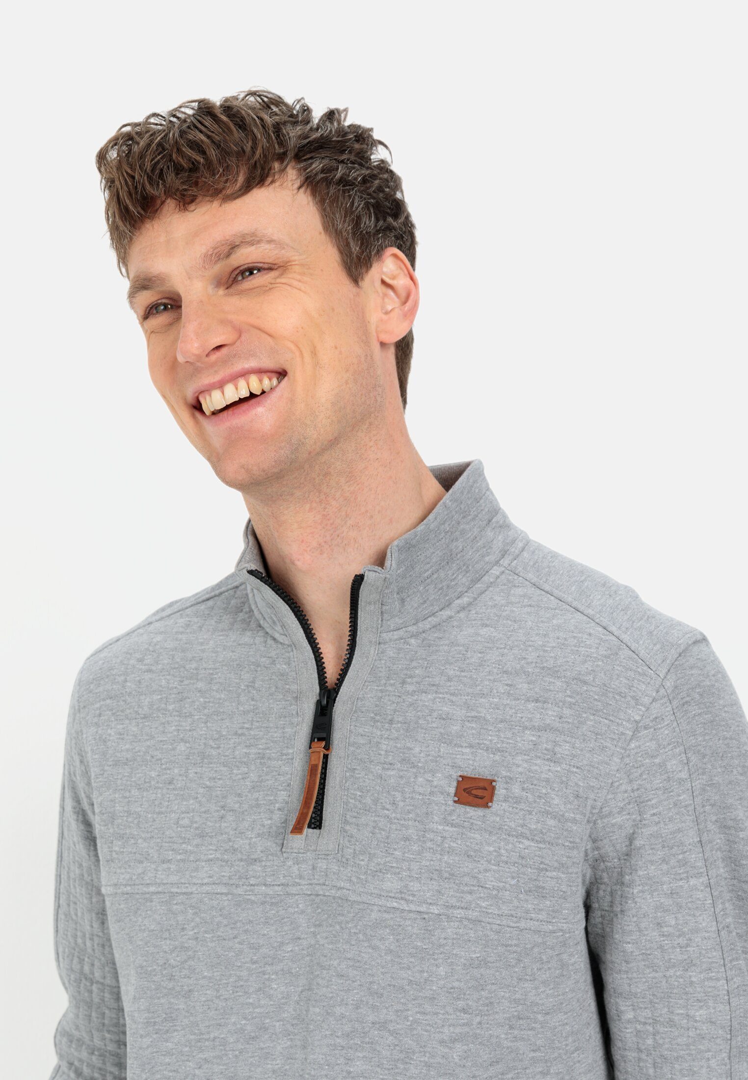 camel active Sweatshirt mit Troyer-Kragen Langarm Stehkragen