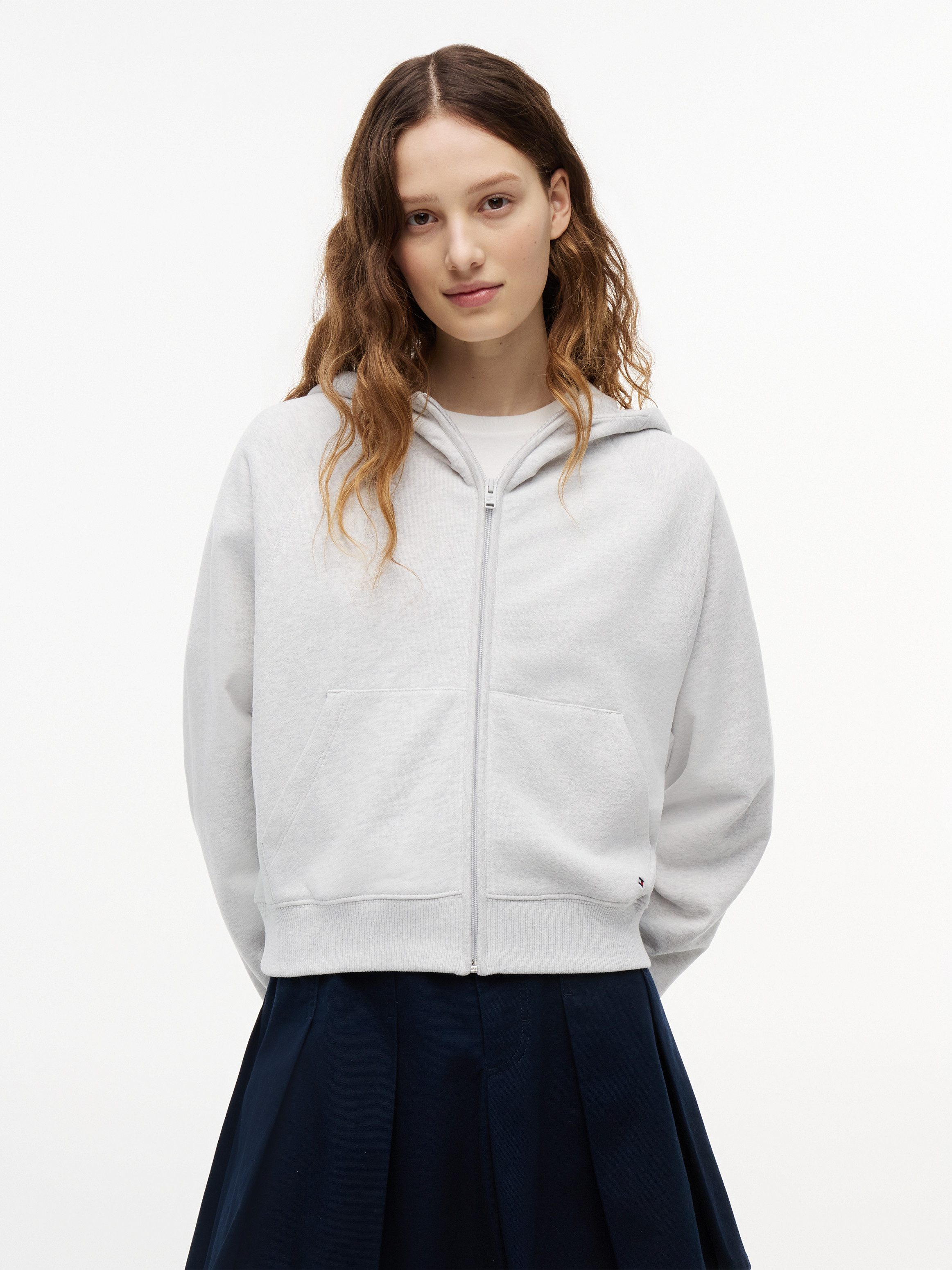 Tommy Jeans Kapuzensweatjacke TJW BXY S FLAG ZIP THRU HOODIE Baumwolle, Kapuze, Kängurutasche