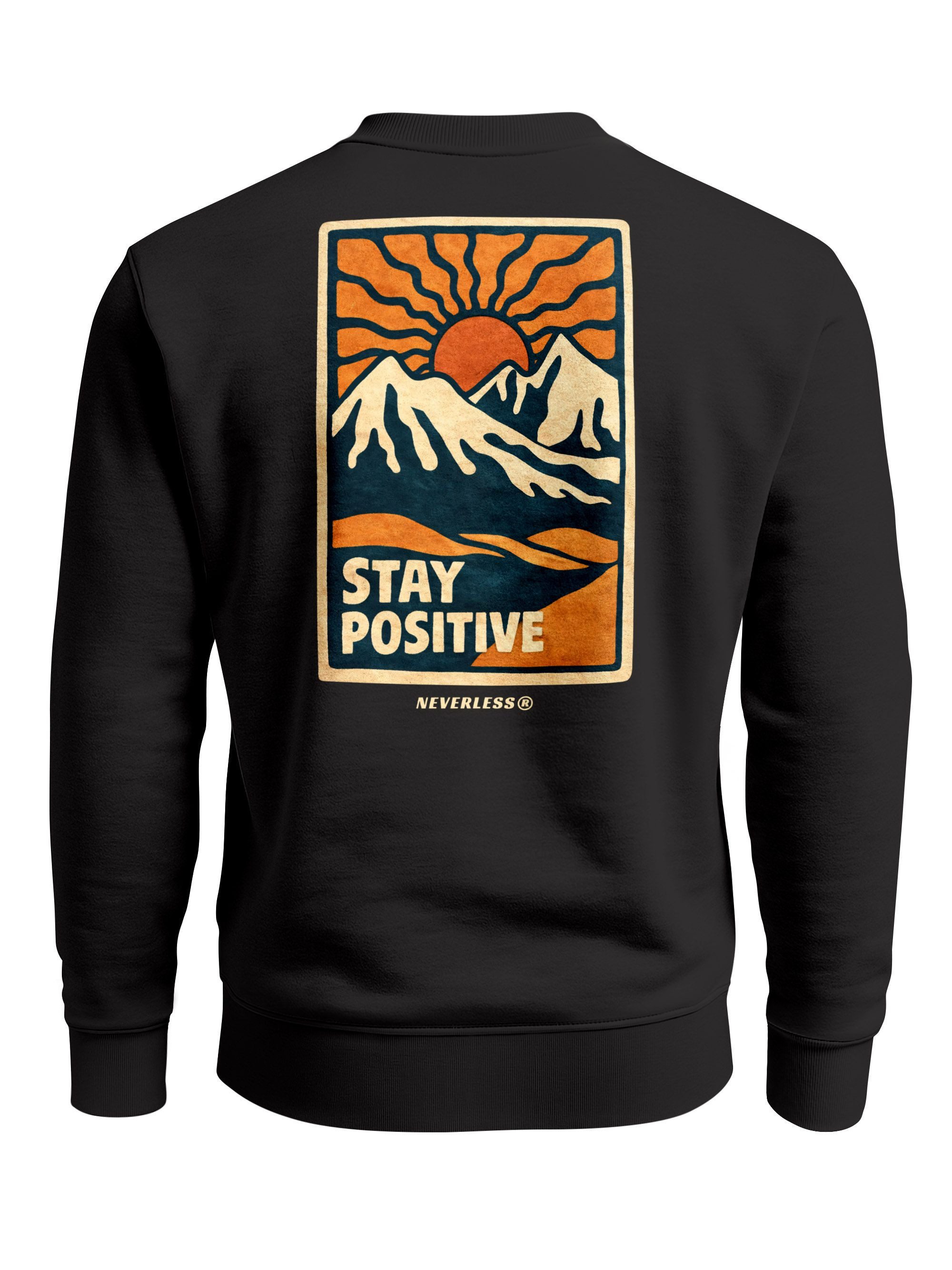 Sweatshirt Sweatshirt Herren Pullover mit Backprint Stay Positive Outdoor