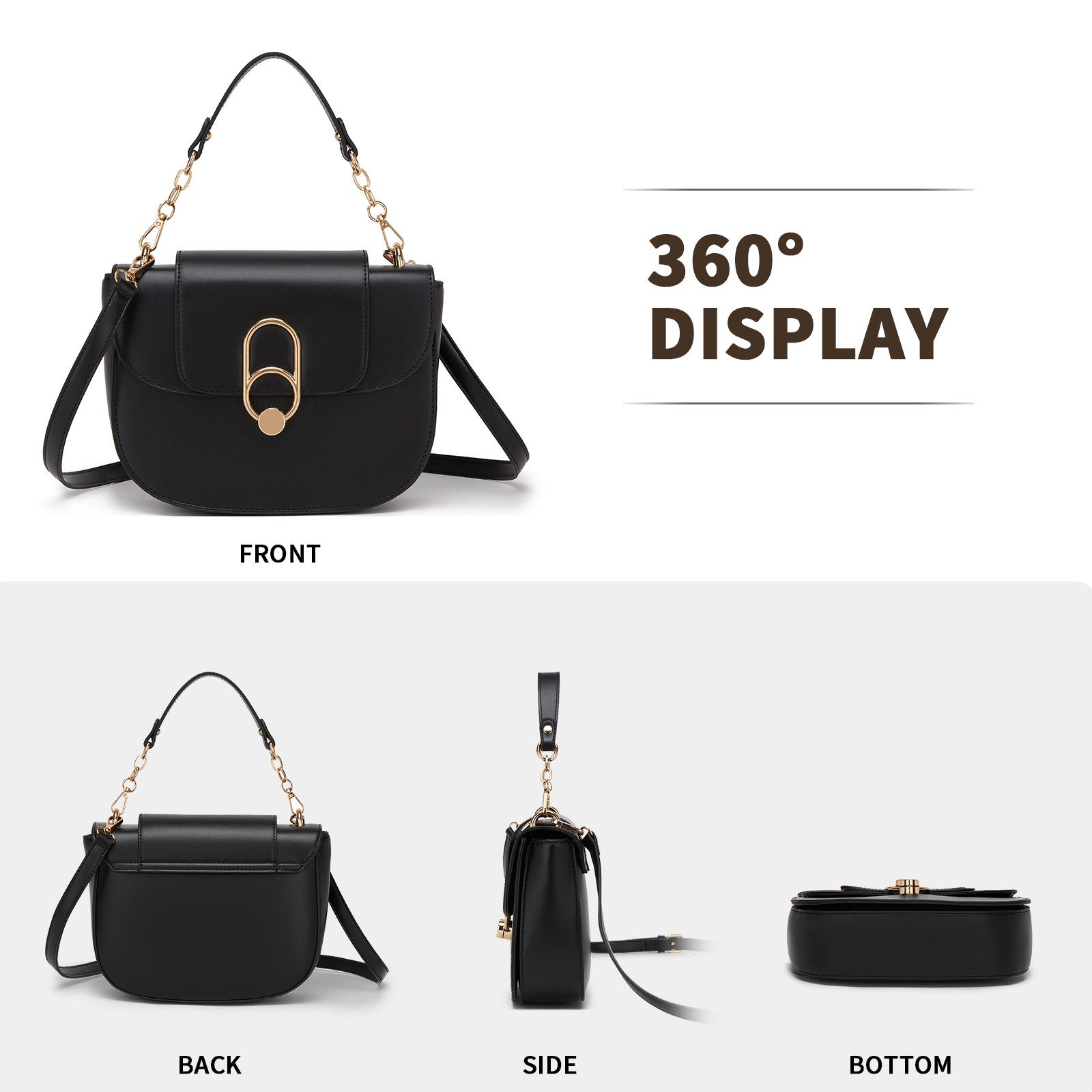 Miss Lulu Handtasche Elegante Damen Handtasche aus Leder mittelgroß