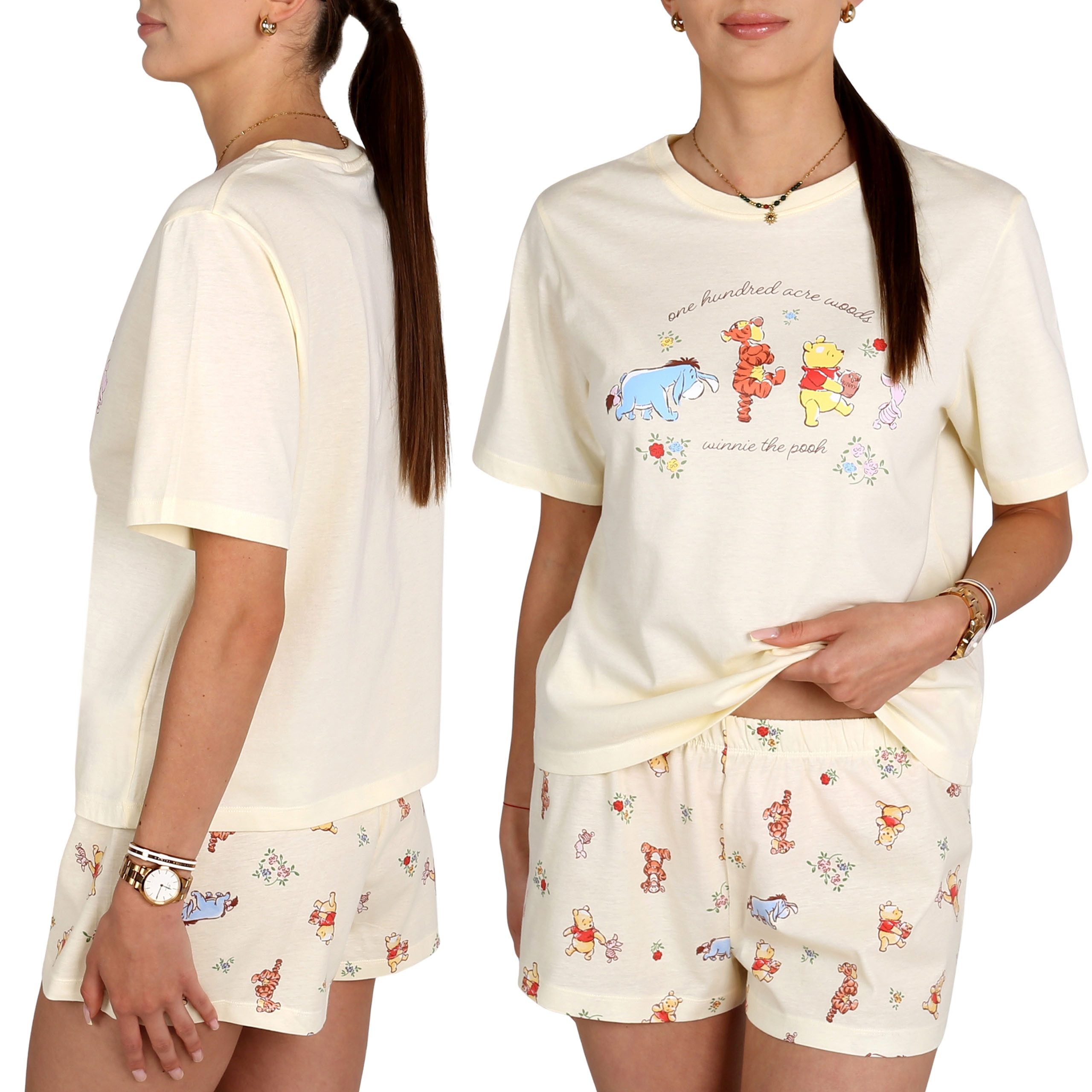 Disney Pyjama DISNEY Winnie Puuh Damenpyjama kurzärmelig Baumwolle