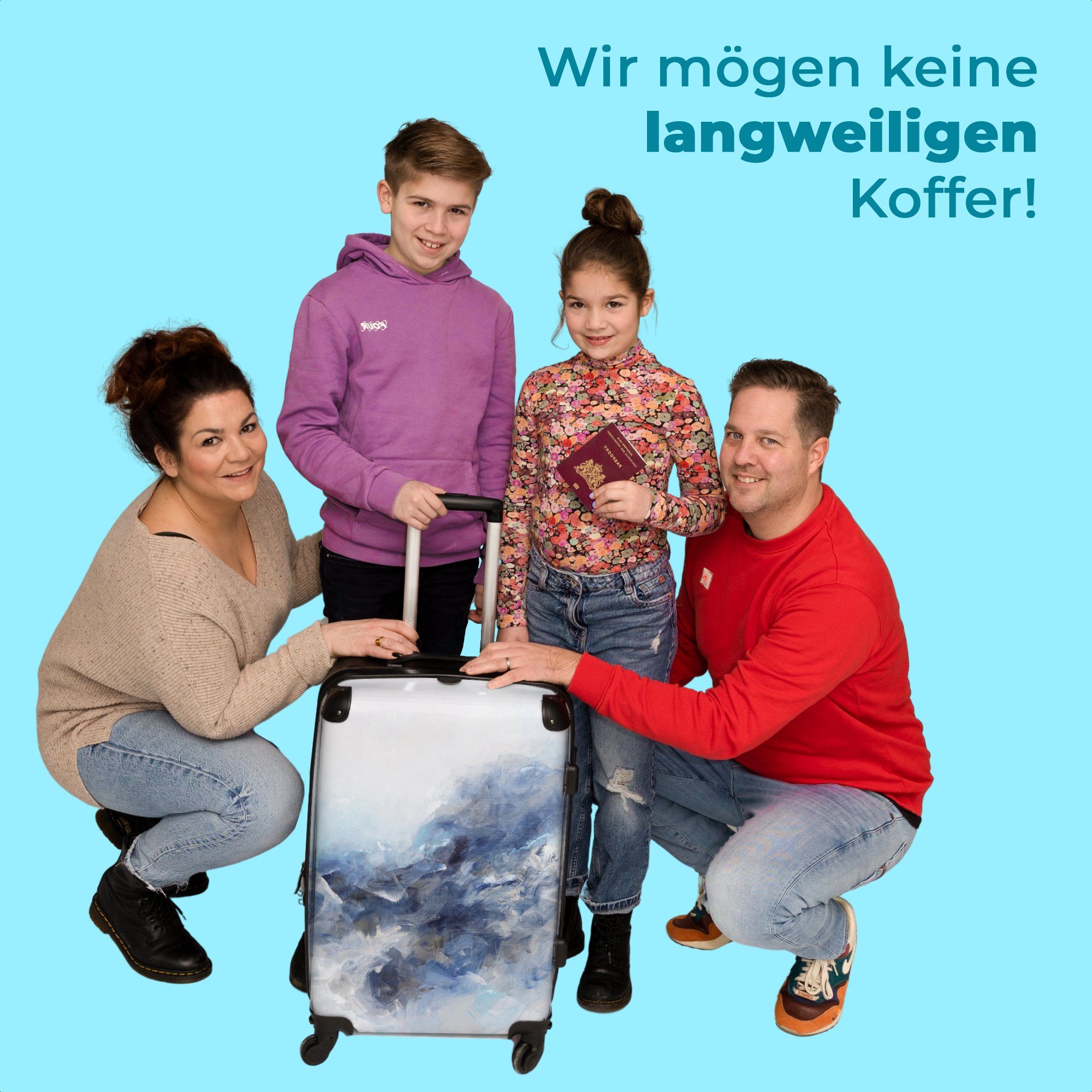 Blau, Trolley Abstrakt 4 - Große 4 Reisekoffer Rollkoffer - 67x43x25cm Aufgabegepäck - - NoBoringSuitcases.com© Malerei Rollen, Koffer Rollen Farbe mit