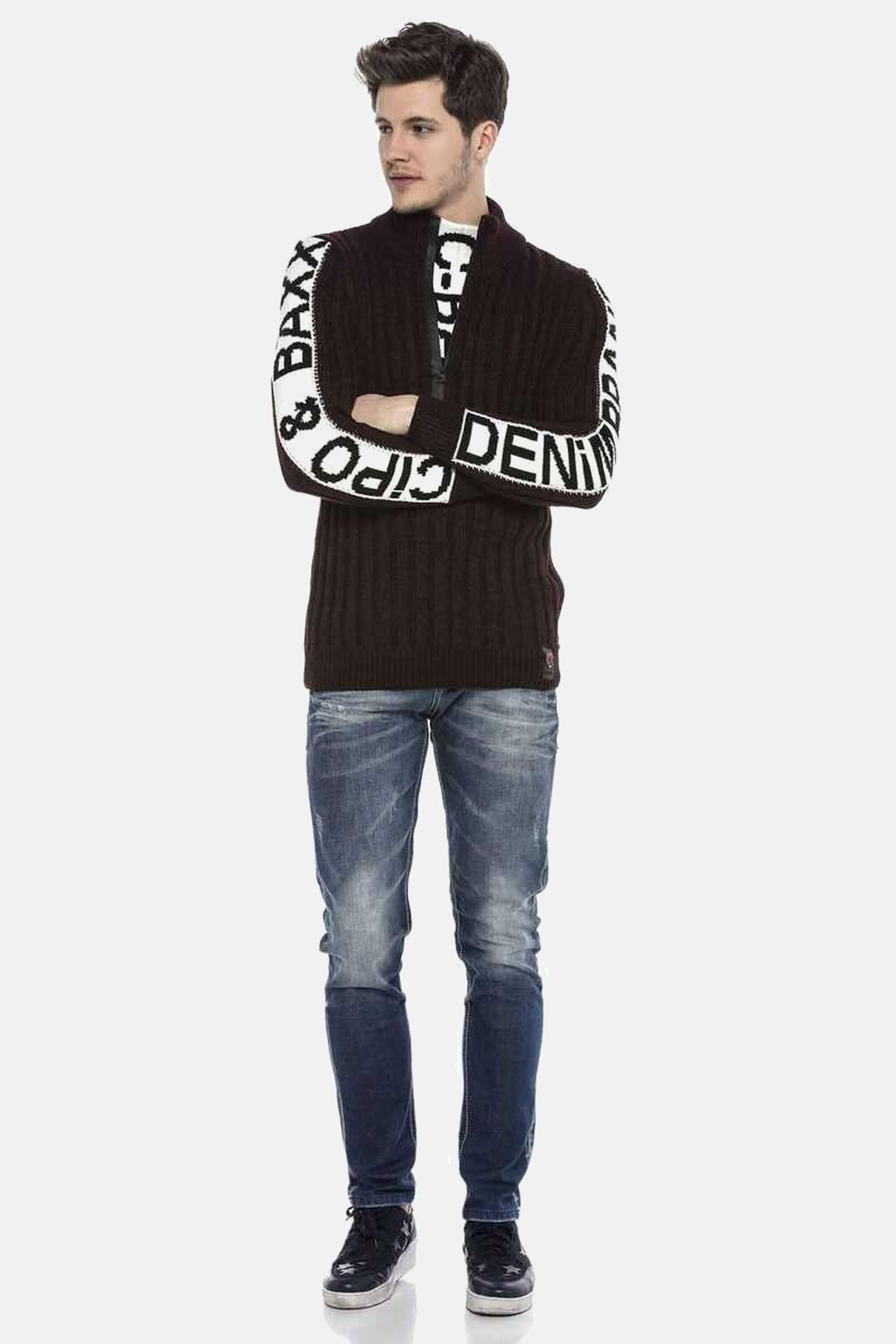 Cipo & Baxx Strickpullover Pullover (1-tlg) mit Marken Schriftzug, CP216 günstig online kaufen