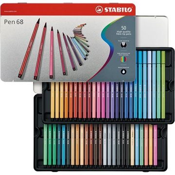 STABILO Faserstift STABILO Pen 68 Filzstift - 1 mm - 50er Metalletui - 46 Farben